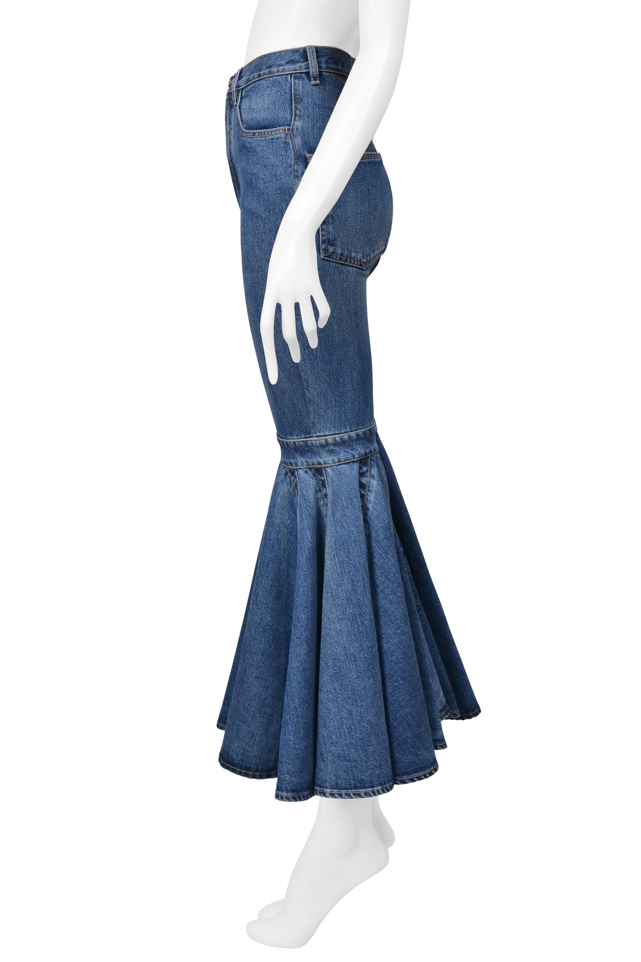 ALAIA BLUE DENIM ULTRA FLARE JEANS