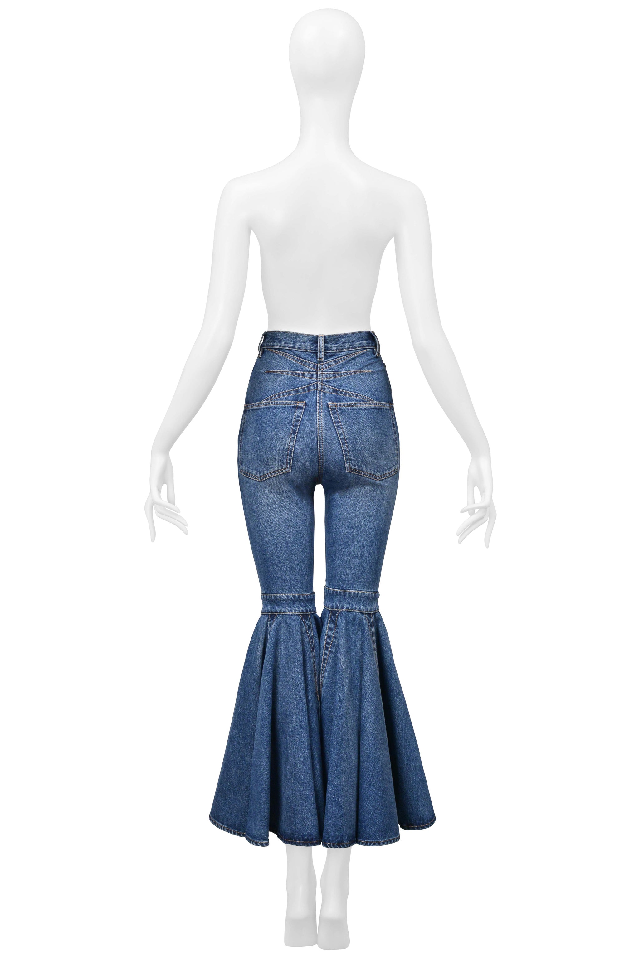 ALAIA BLUE DENIM ULTRA FLARE JEANS