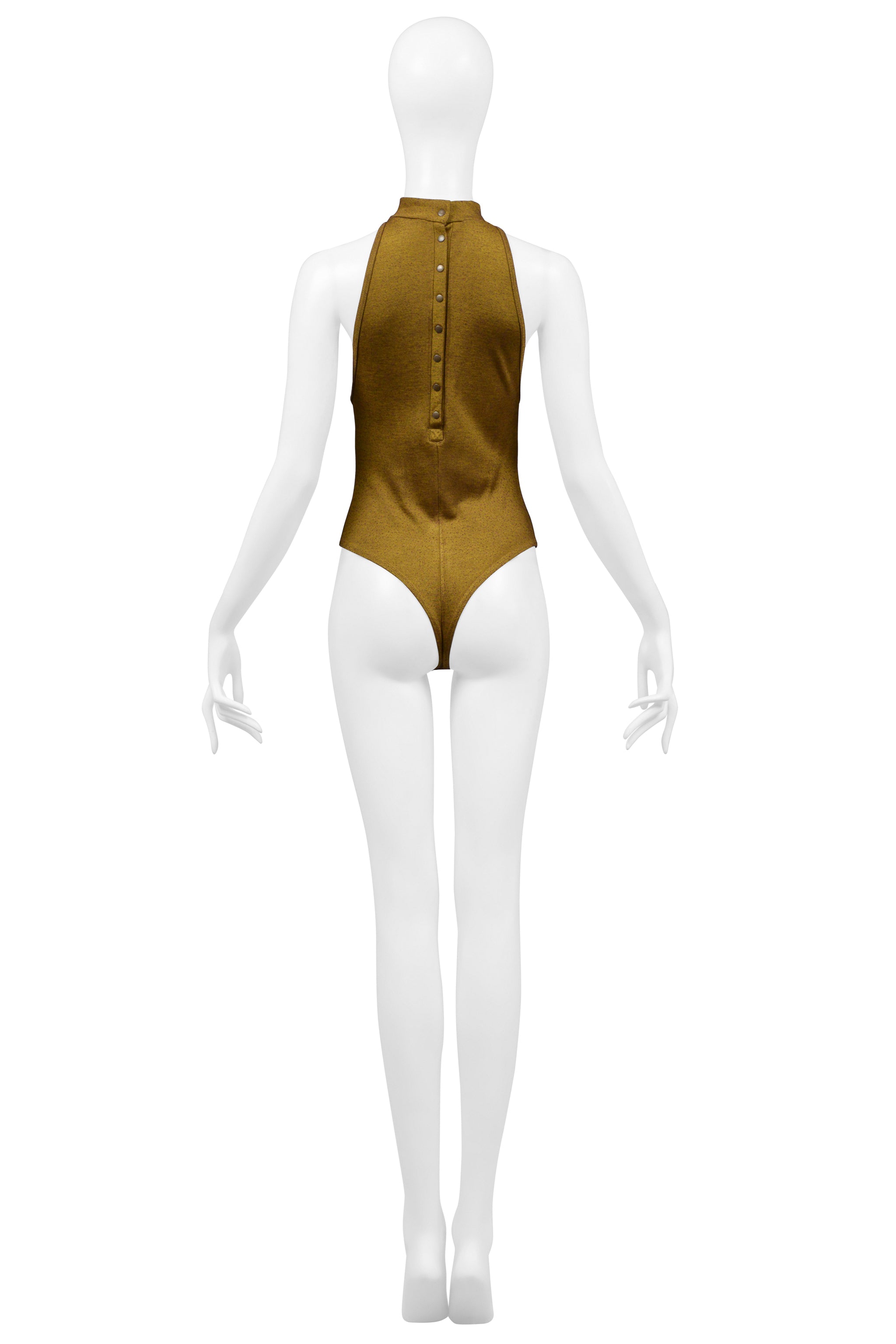 ALAIA BRONZE BODYSUIT WITH BUTTON UP BACK