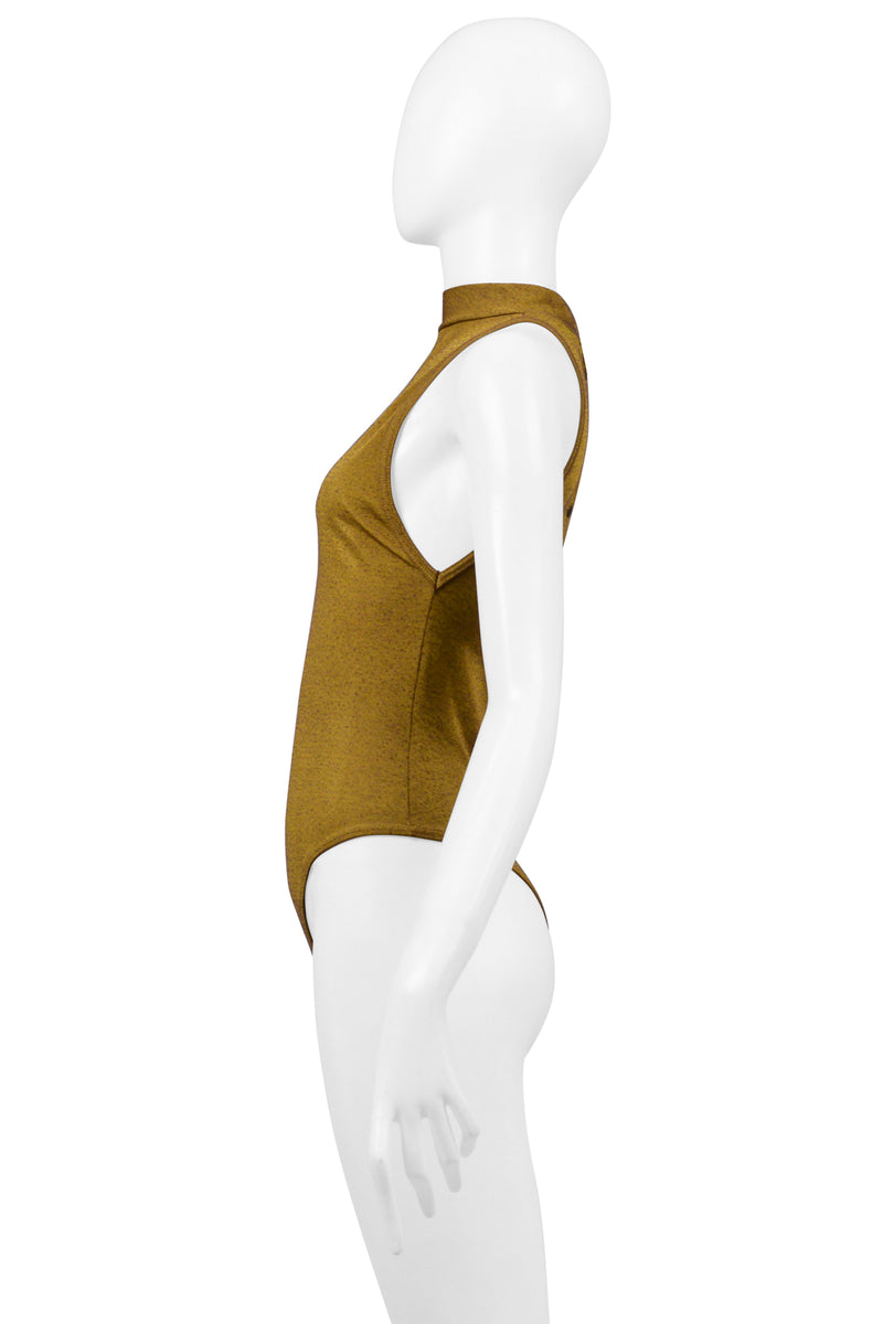 ALAIA BRONZE BODYSUIT WITH BUTTON UP BACK