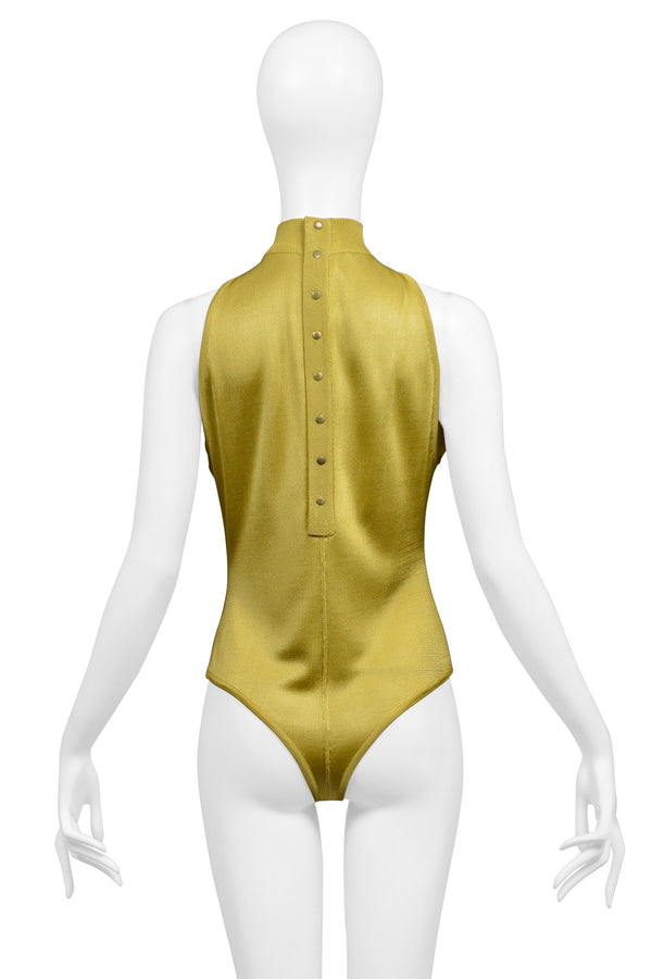 ALAIA GOLD BODYSUIT WITH BUTTON UP BACK