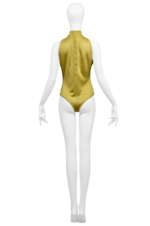 ALAIA GOLD BODYSUIT WITH BUTTON UP BACK