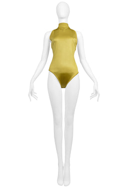 ALAIA GOLD BODYSUIT WITH BUTTON UP BACK