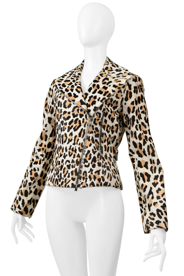 ALAIA LEOPARD PRINT PONYSKIN MOTORCYCLE JACKET