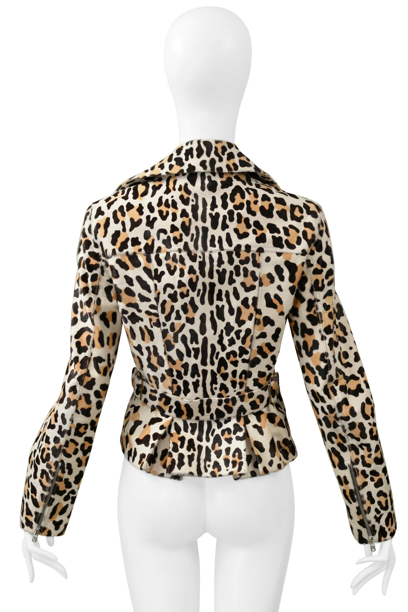 ALAIA LEOPARD PRINT PONYSKIN MOTORCYCLE JACKET