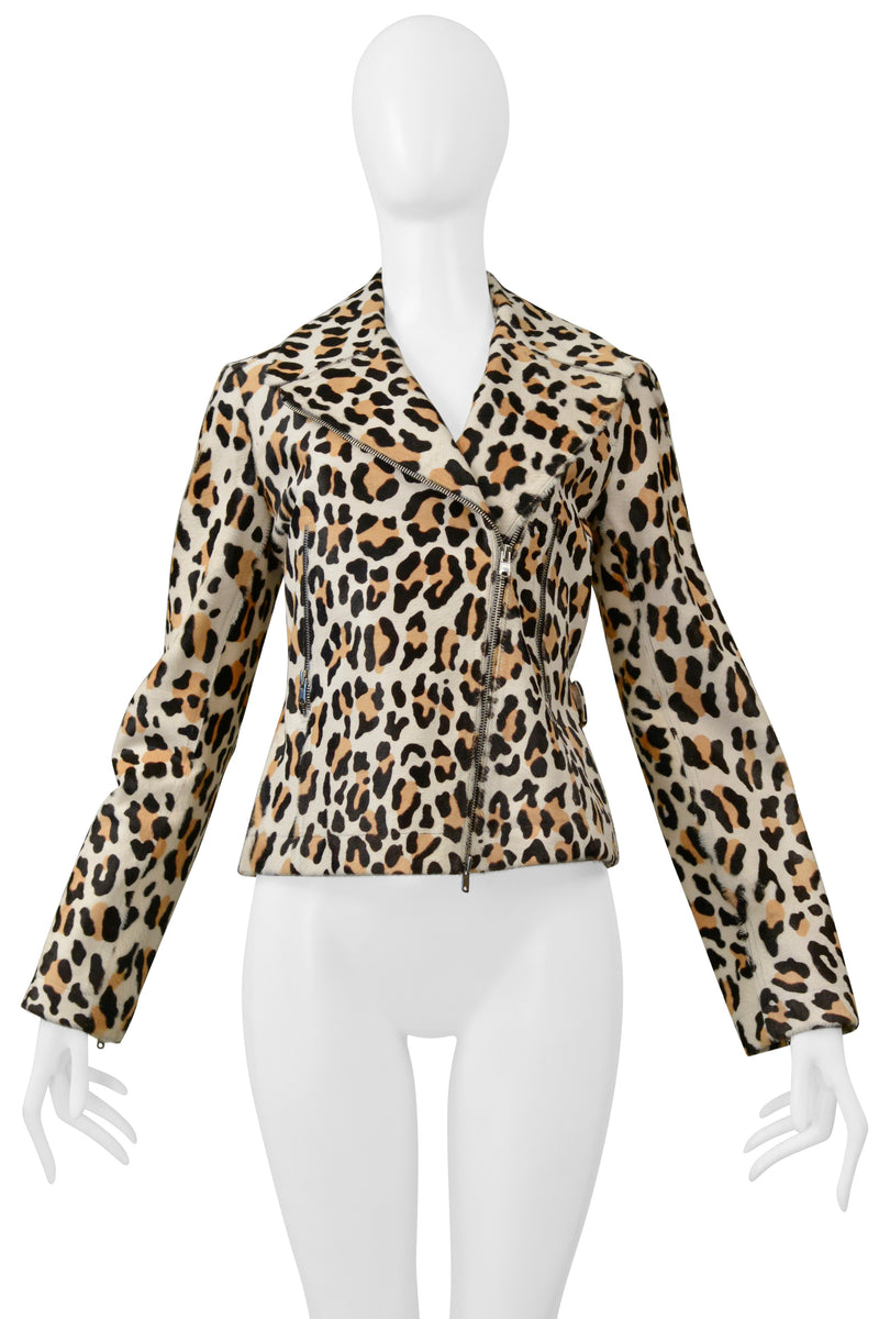 ALAIA LEOPARD PRINT PONYSKIN MOTORCYCLE JACKET