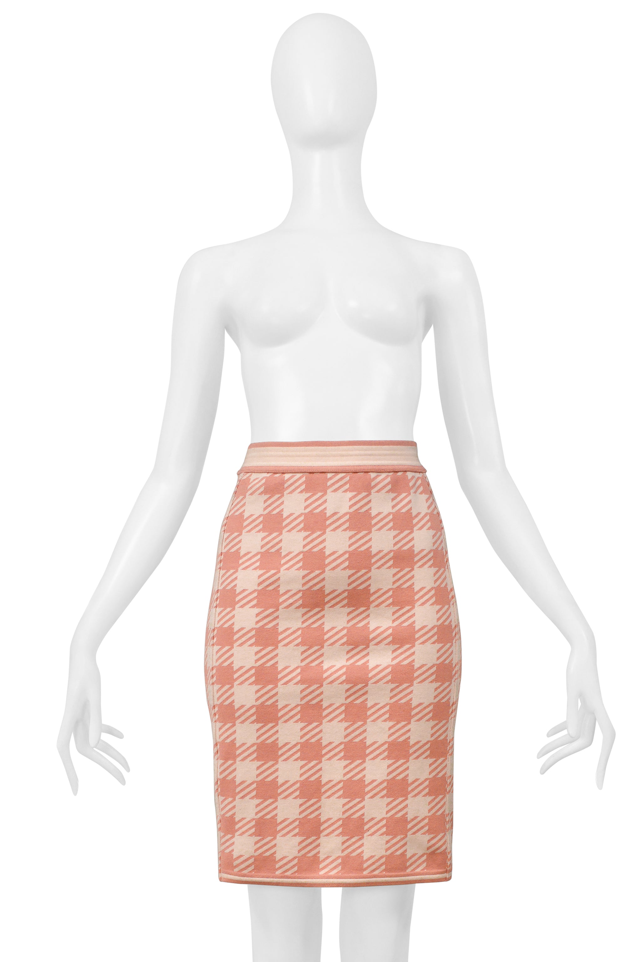 ALAIA CORAL AND PINK "TATI" PRINT SKIRT 1991