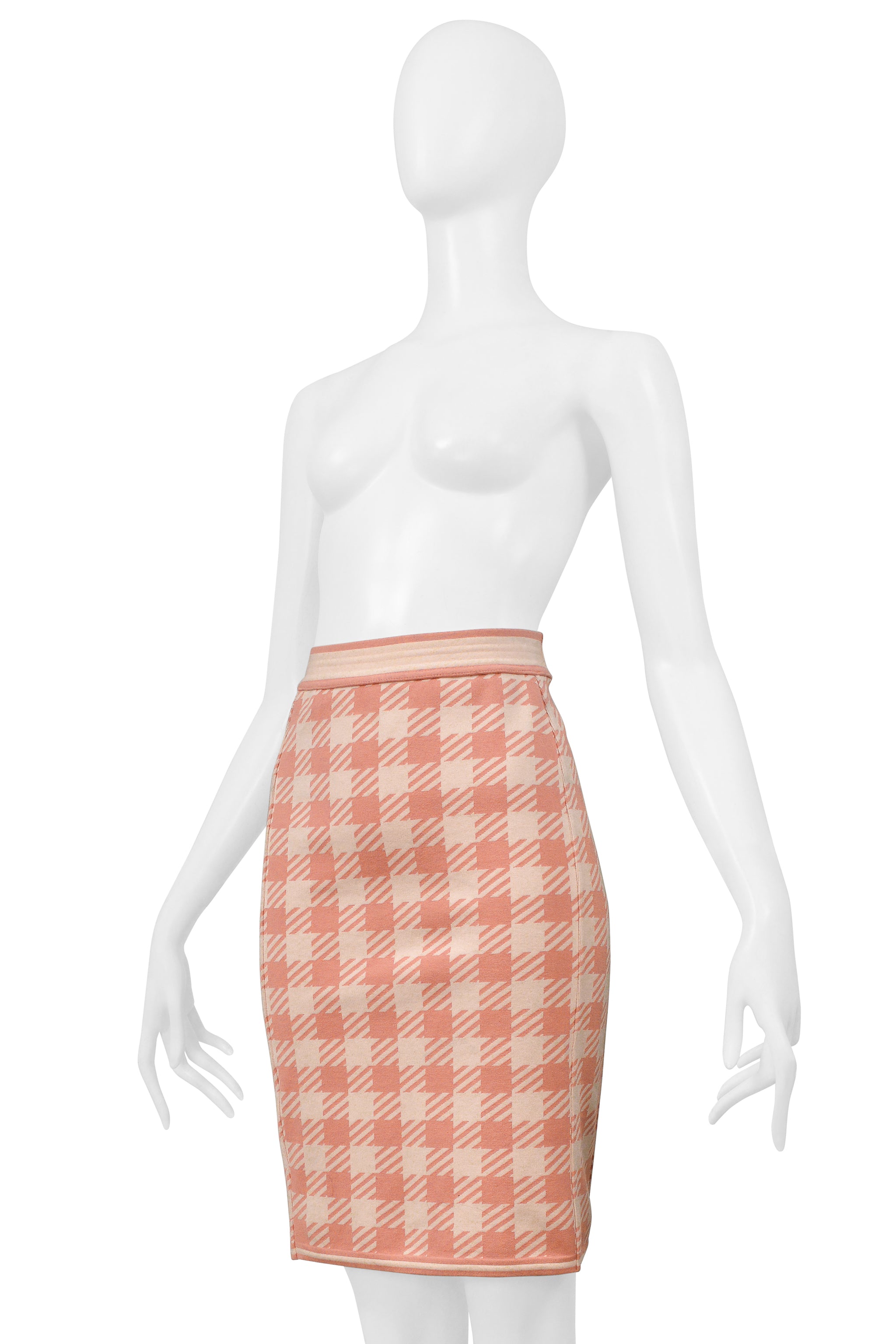 ALAIA CORAL AND PINK "TATI" PRINT SKIRT 1991
