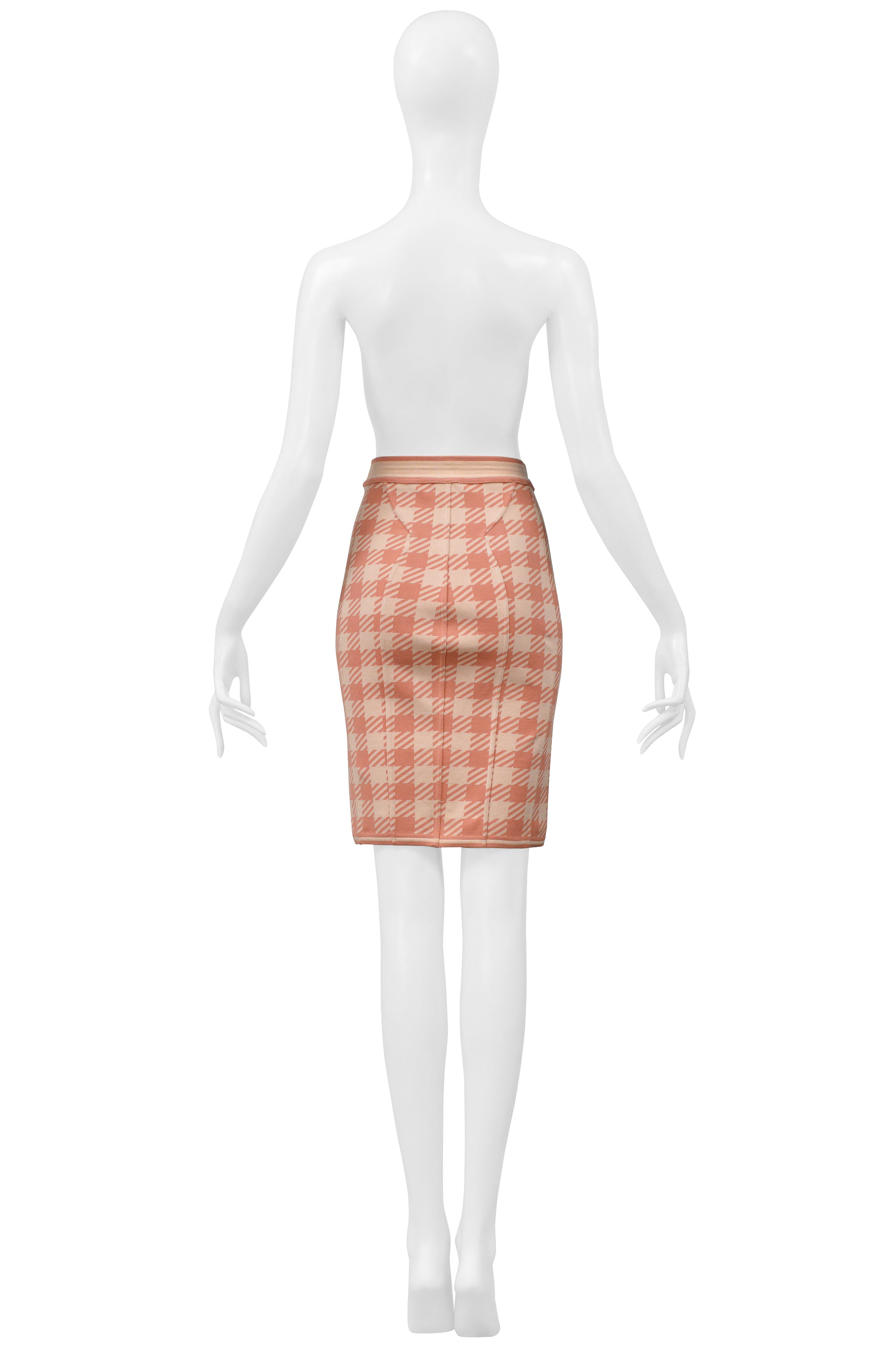 ALAIA CORAL AND PINK "TATI" PRINT SKIRT 1991