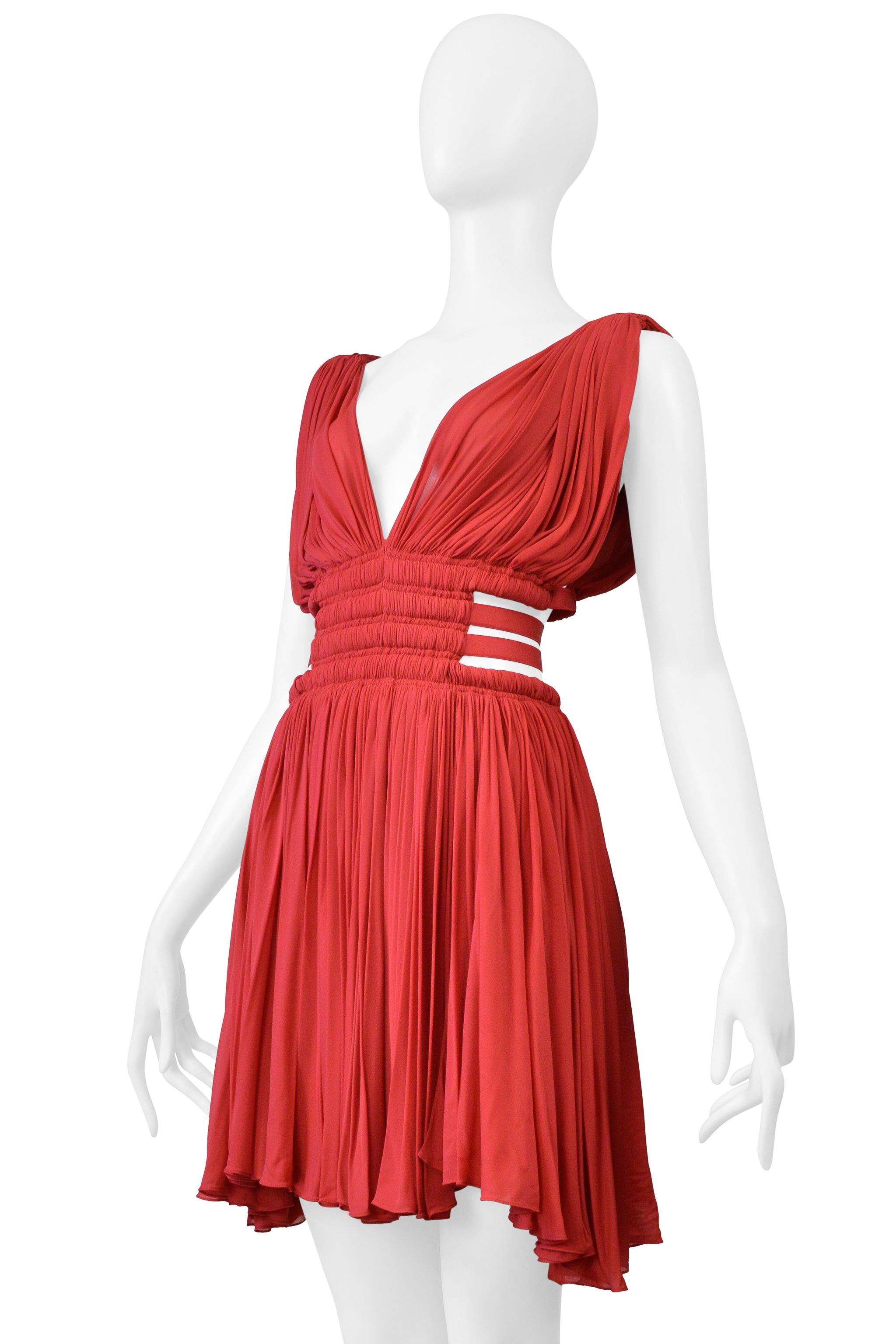 ALAIA RED JERSEY GODDESS MINI DRESS 2004