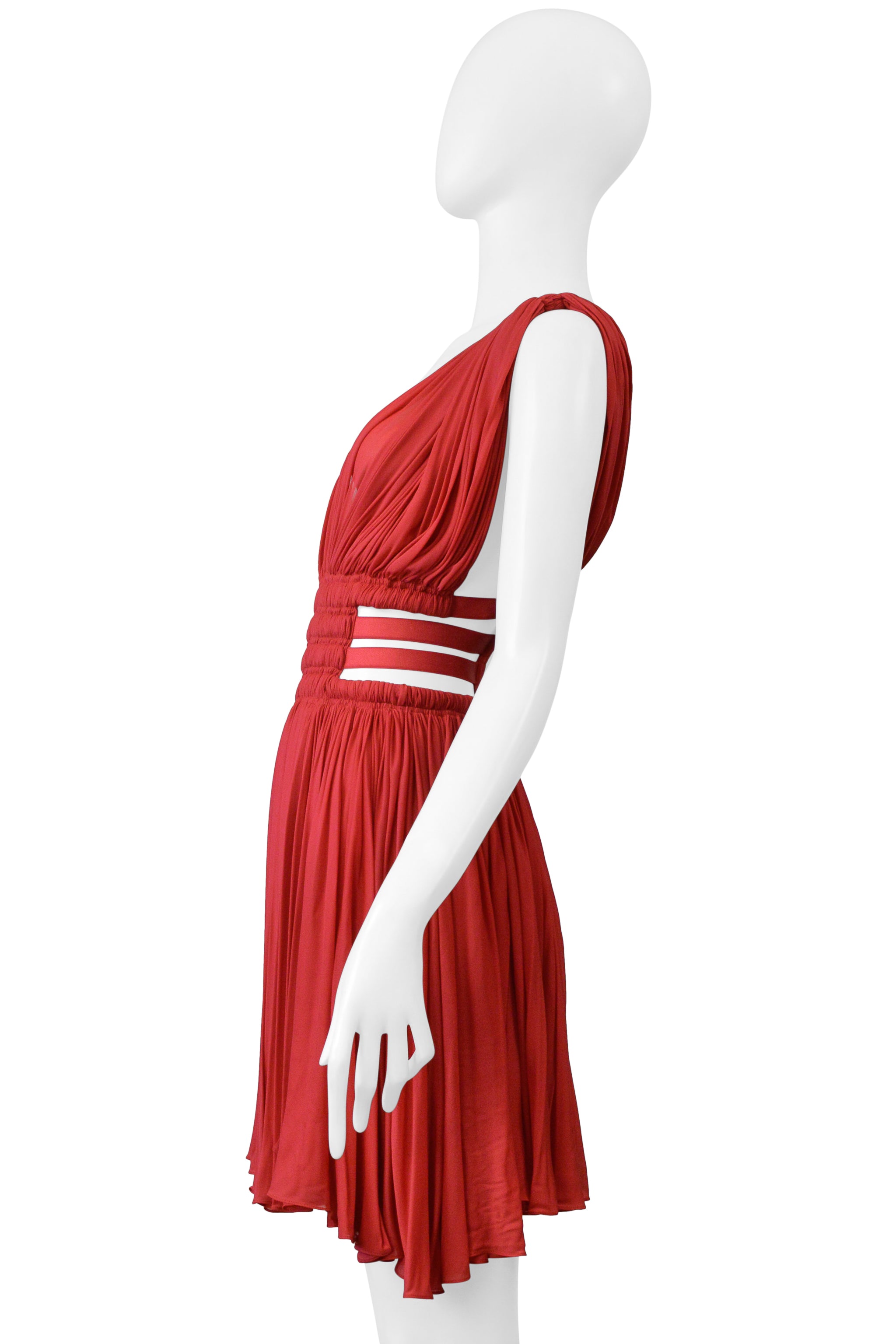 ALAIA RED JERSEY GODDESS MINI DRESS 2004