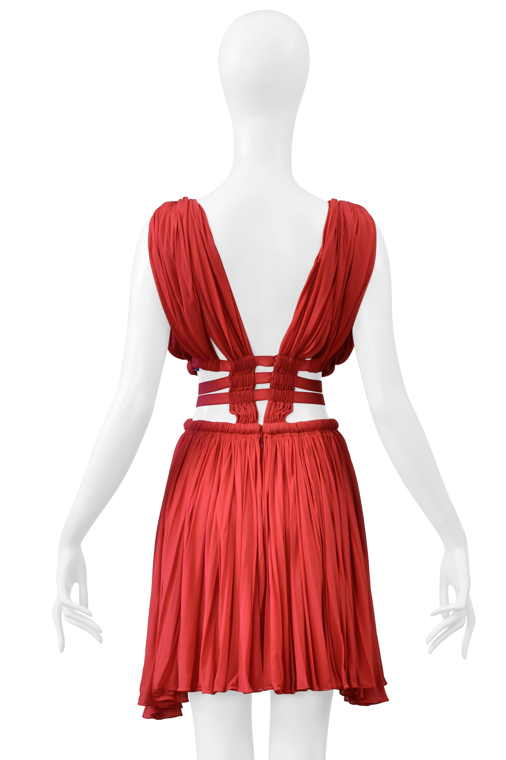 ALAIA RED JERSEY GODDESS MINI DRESS 2004