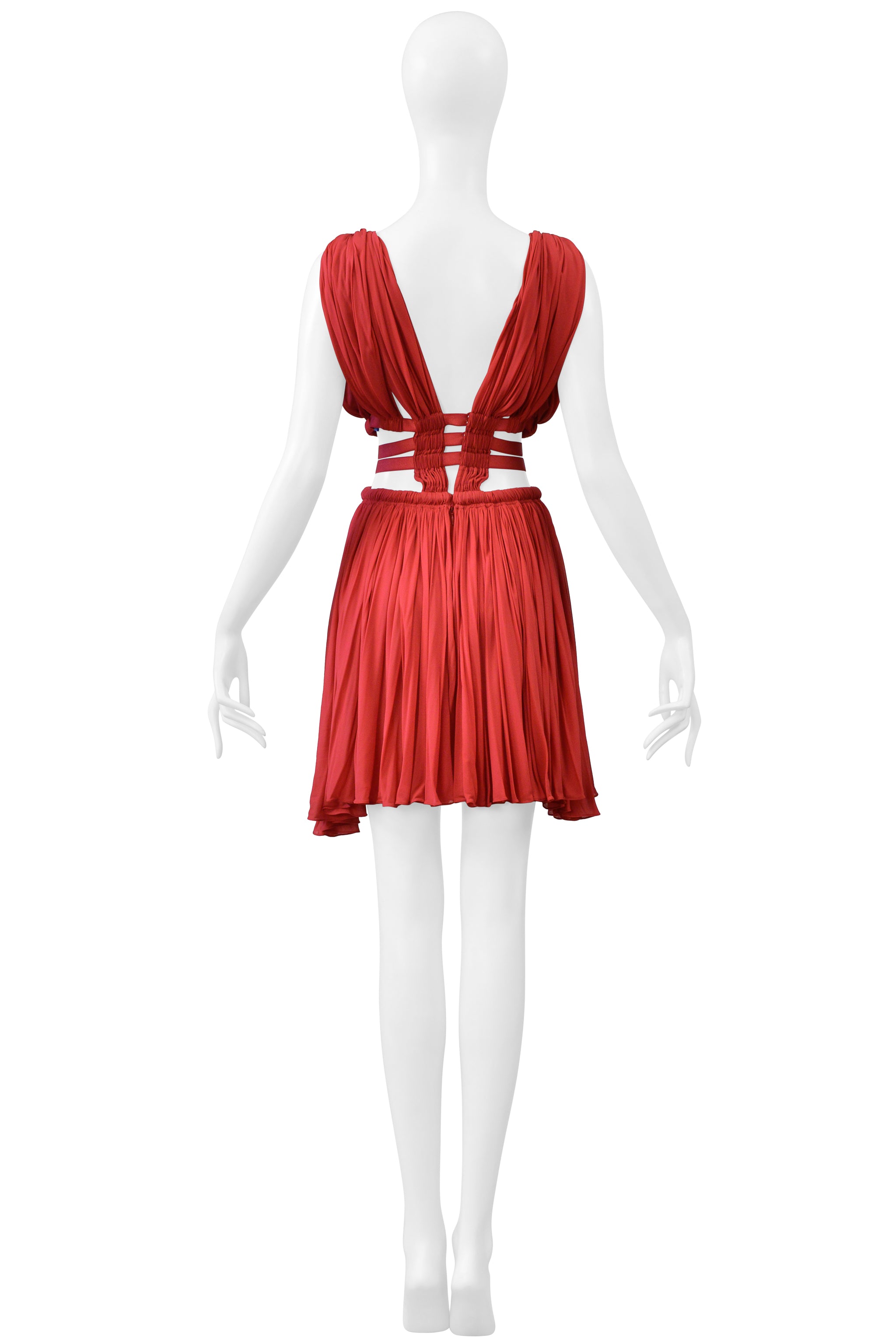 ALAIA RED JERSEY GODDESS MINI DRESS 2004