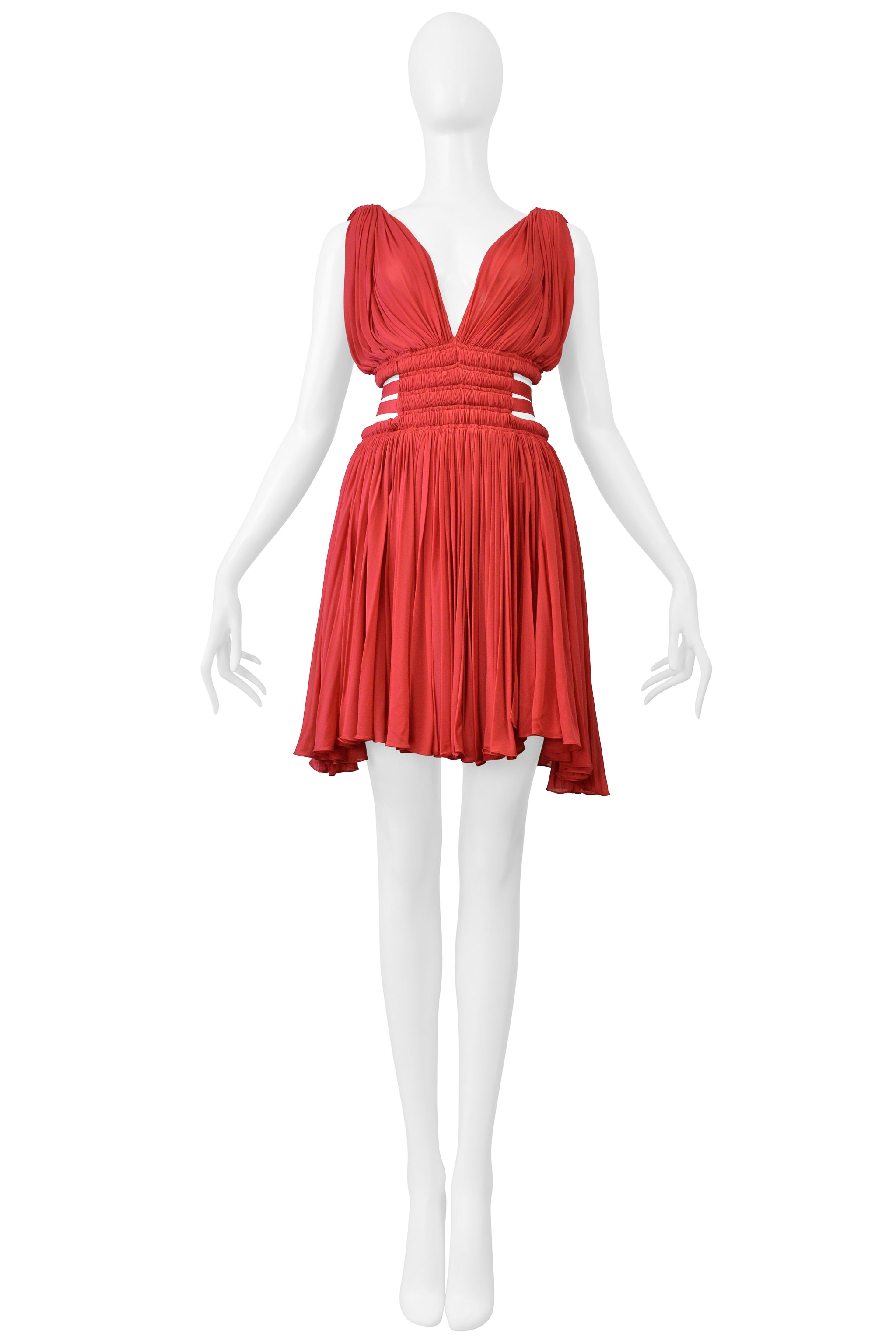 ALAIA RED JERSEY GODDESS MINI DRESS 2004