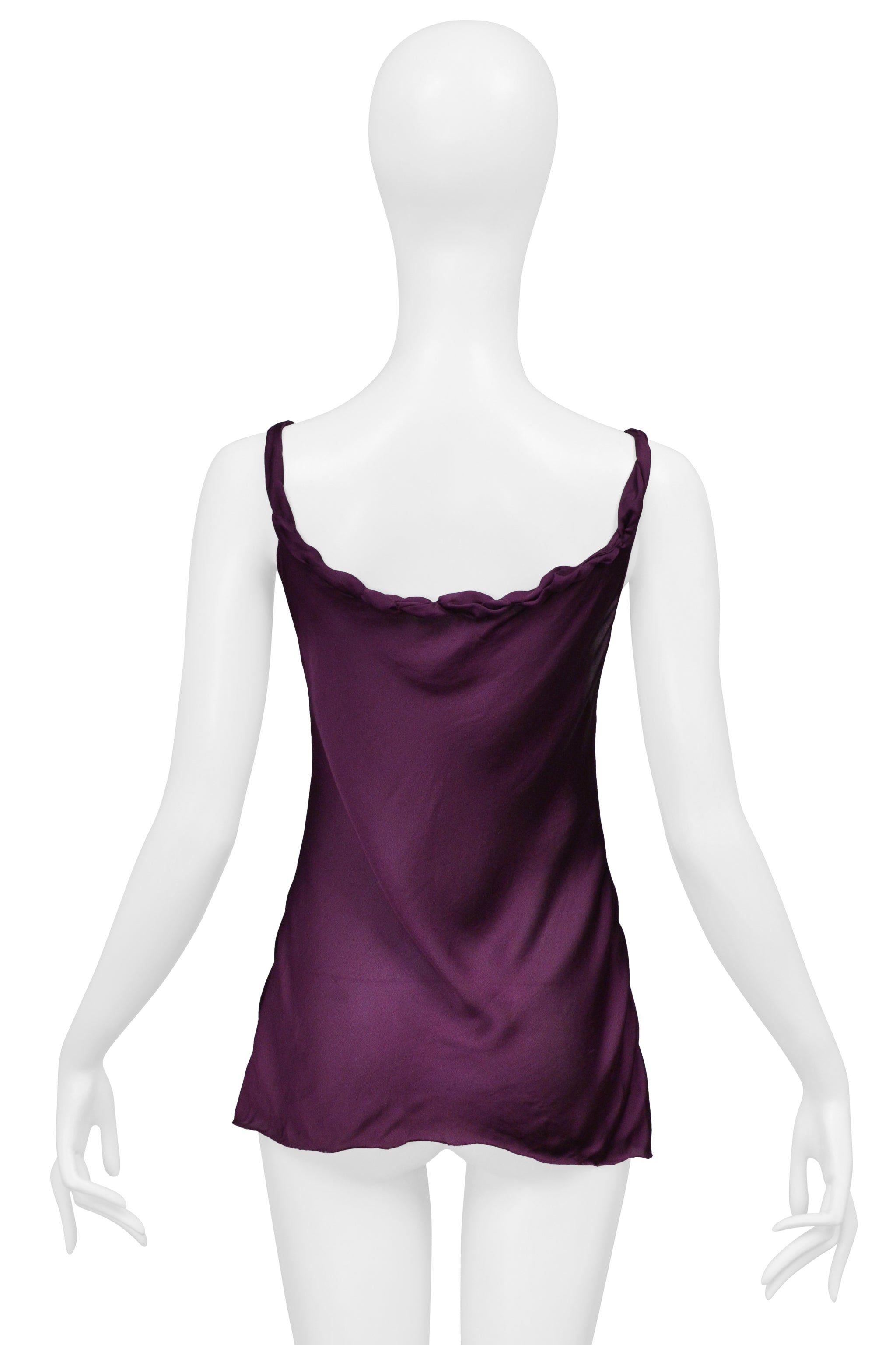 ALBERTA FERRETTI PURPLE SILK KNOTTED TOP WITH BOW
