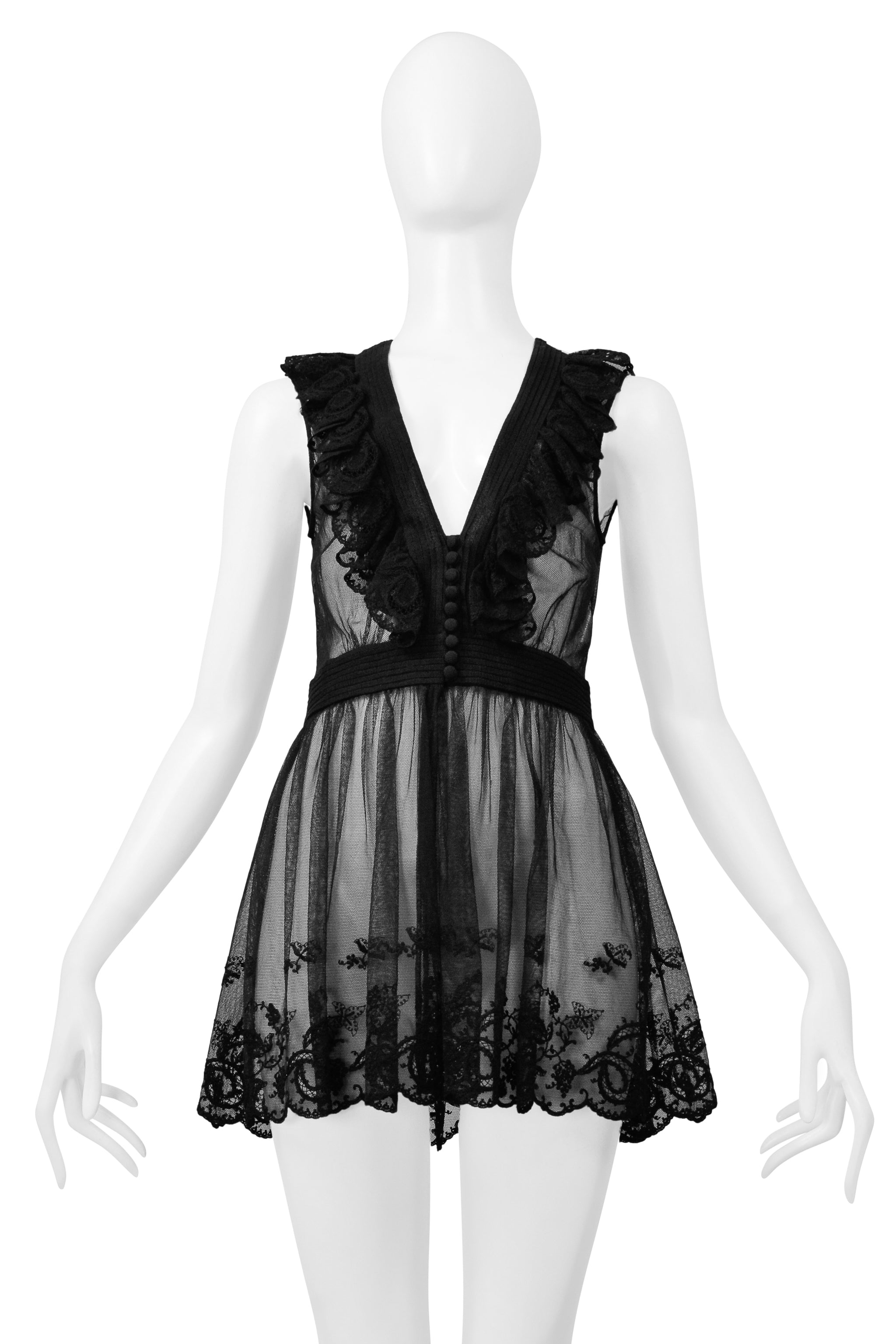 ALEXANDER MCQUEEN BLACK LACE SHEER MINI TEDDY 2018