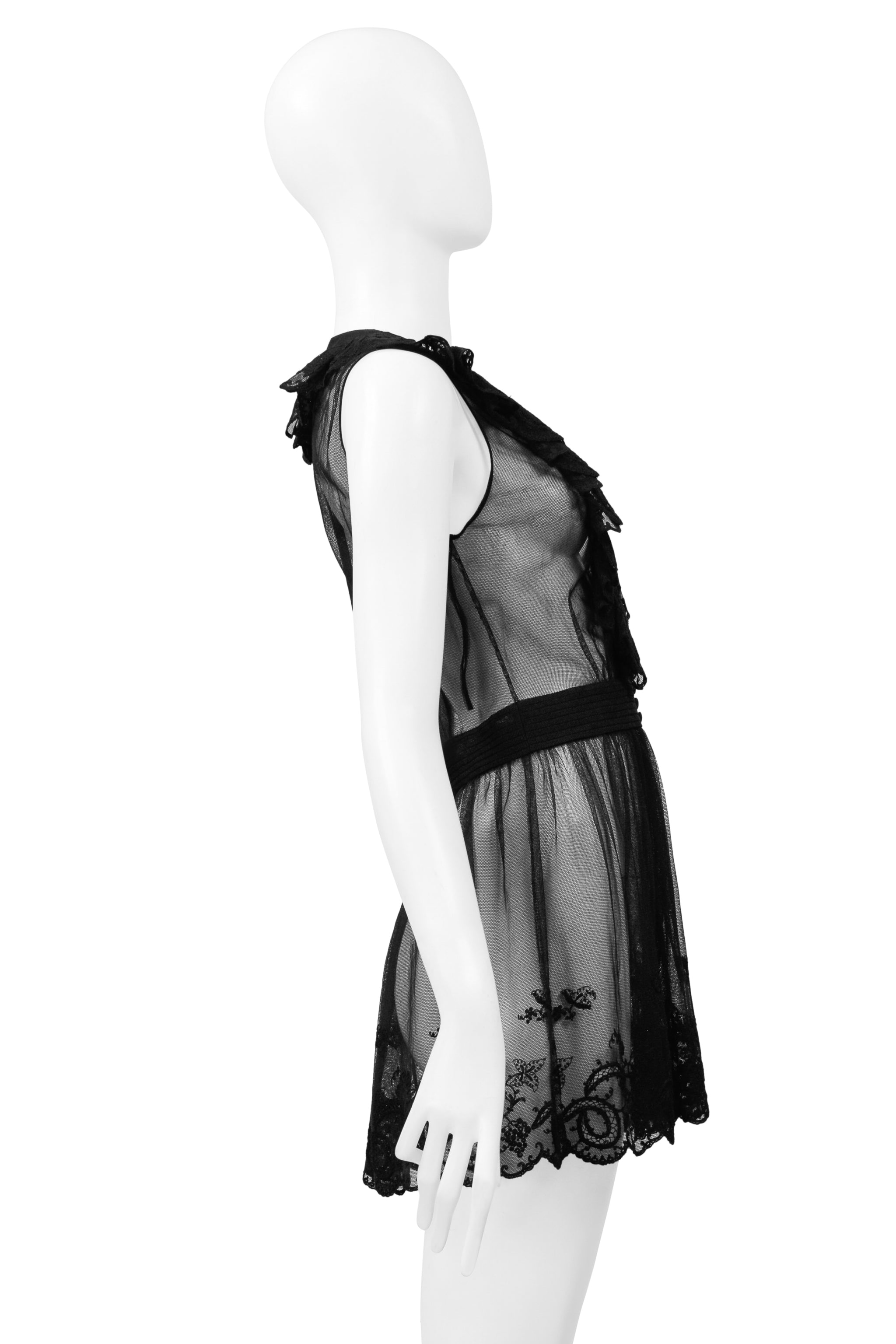 ALEXANDER MCQUEEN BLACK LACE SHEER MINI TEDDY 2018