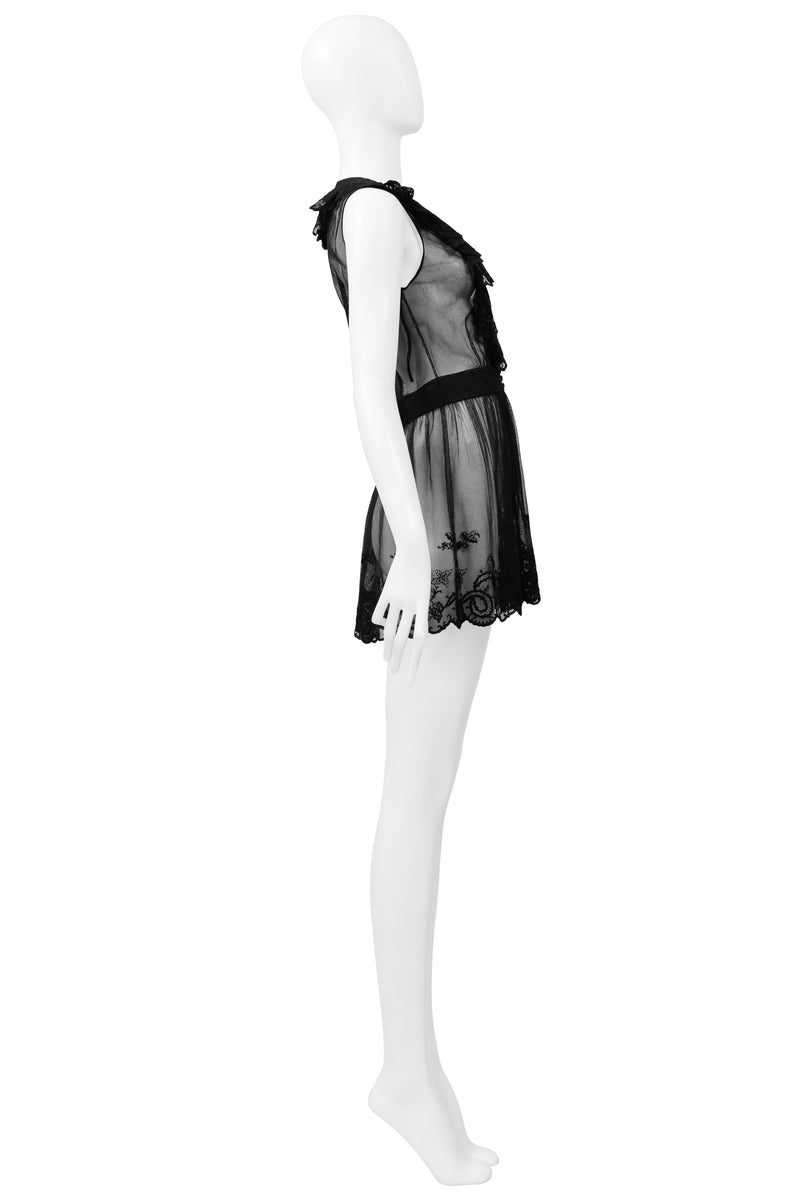 ALEXANDER MCQUEEN BLACK LACE SHEER MINI TEDDY 2018