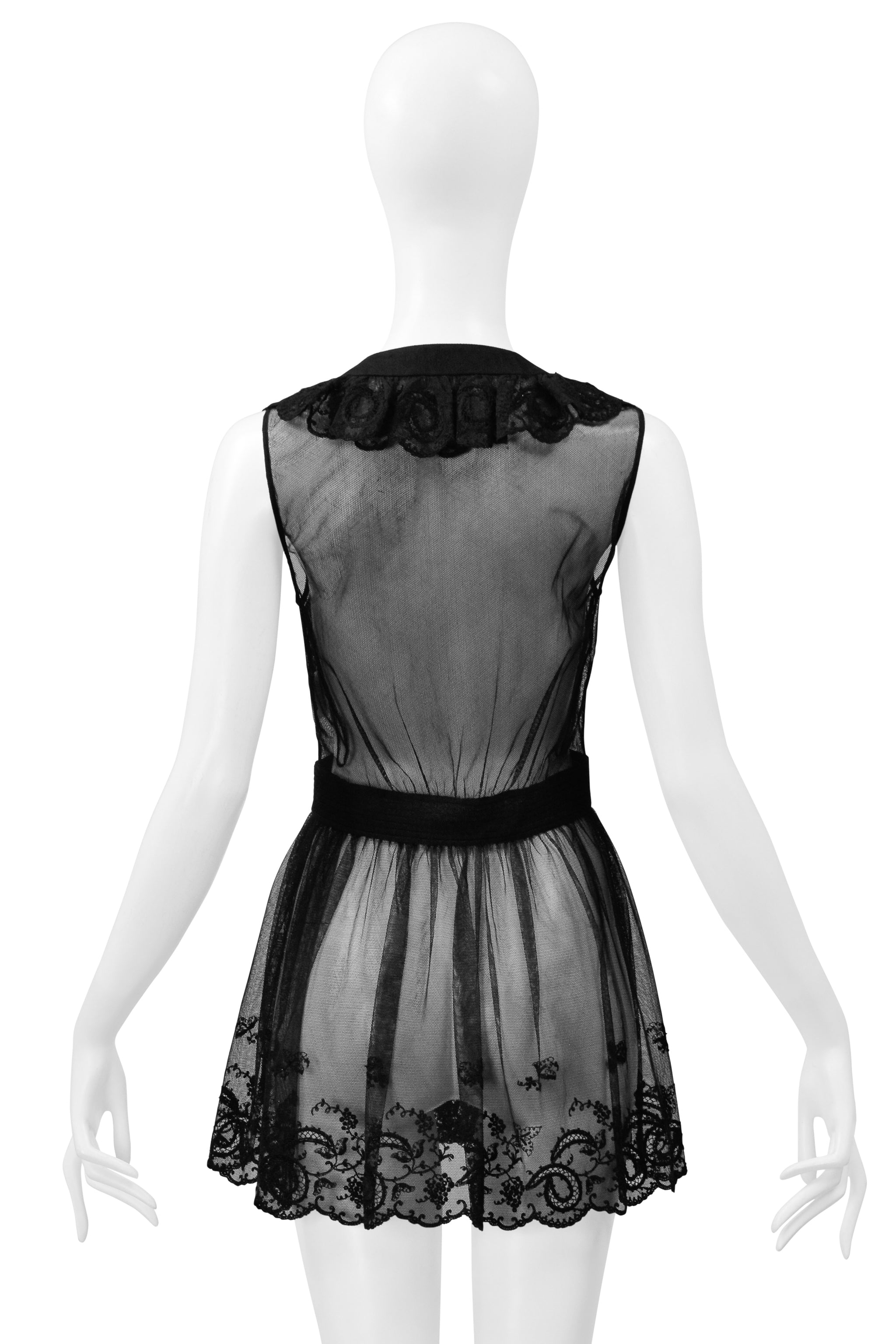 ALEXANDER MCQUEEN BLACK LACE SHEER MINI TEDDY 2018