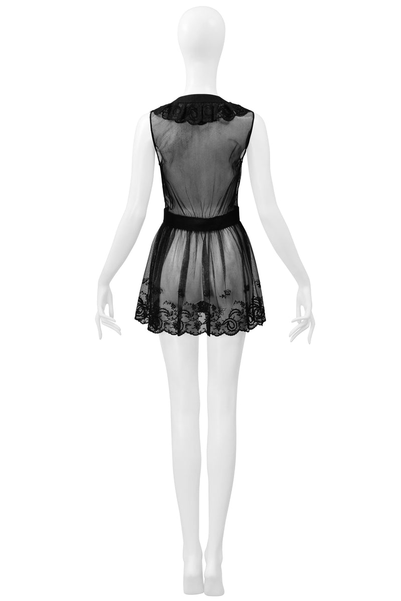ALEXANDER MCQUEEN BLACK LACE SHEER MINI TEDDY 2018