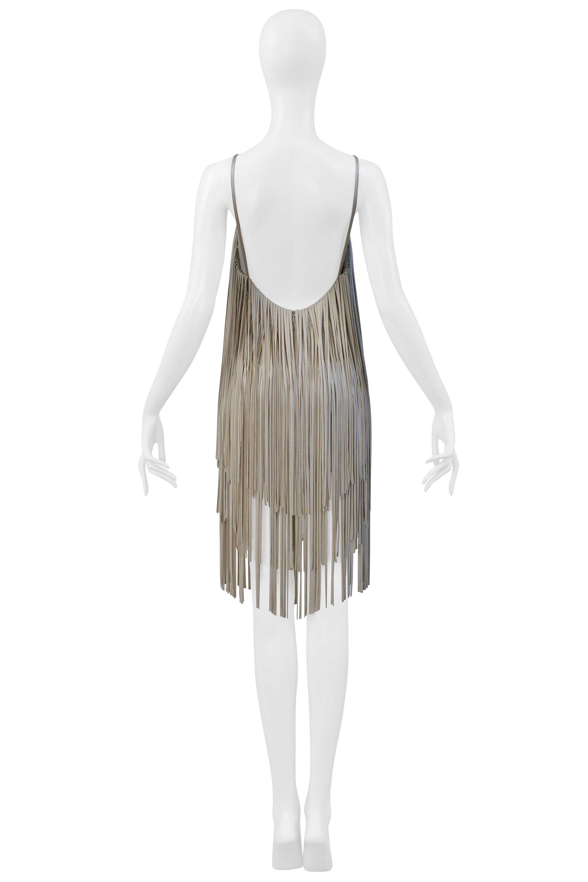 ALEXANDRE VAUTHIER BEIGE FRINGE MINI DRESS