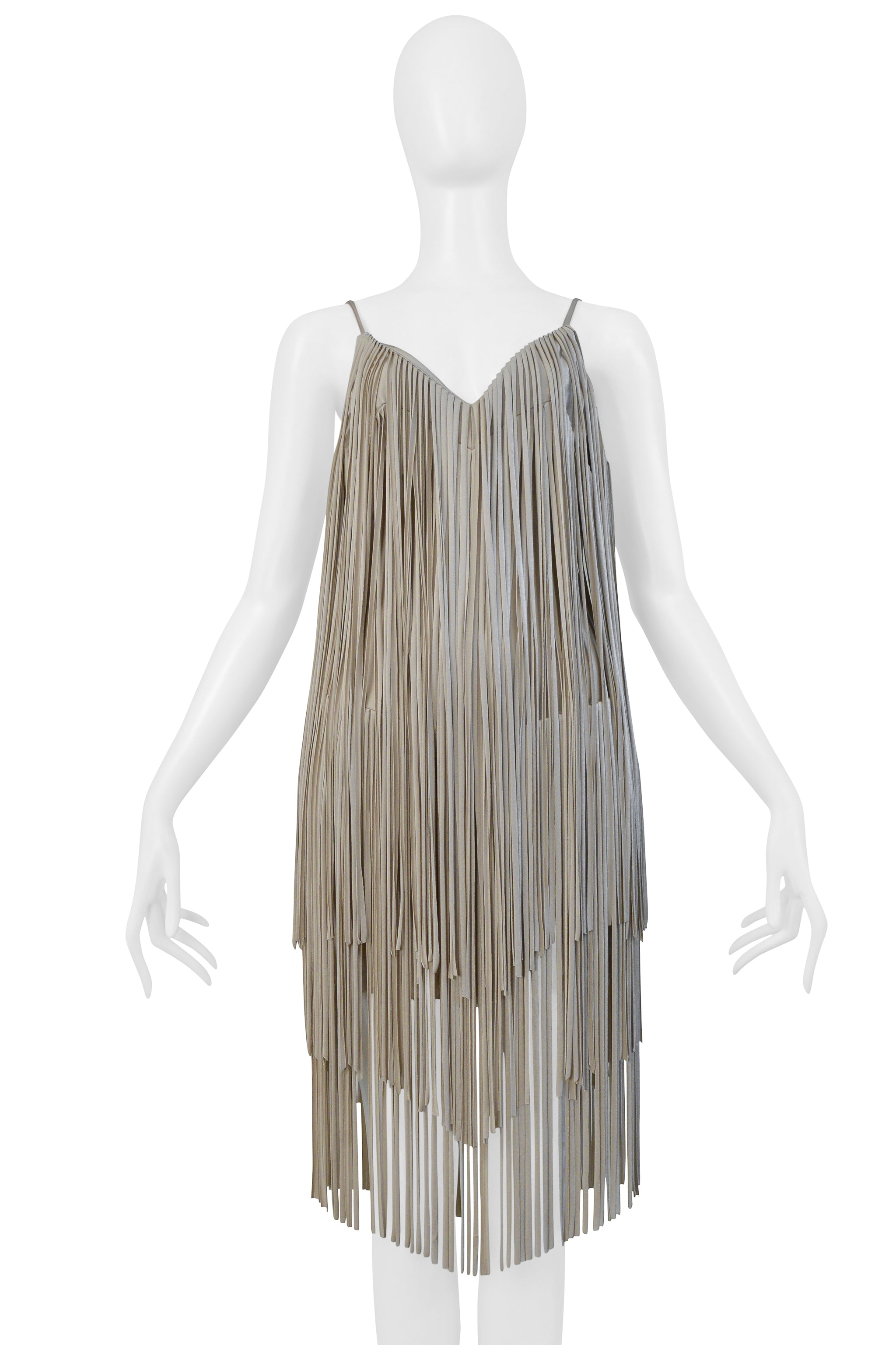 ALEXANDRE VAUTHIER BEIGE FRINGE MINI DRESS