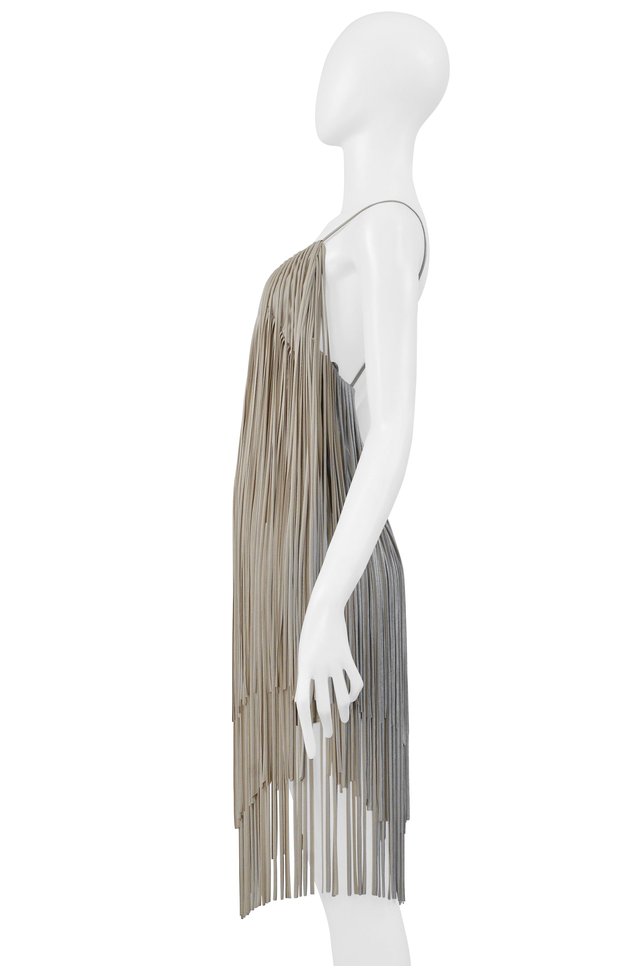ALEXANDRE VAUTHIER BEIGE FRINGE MINI DRESS