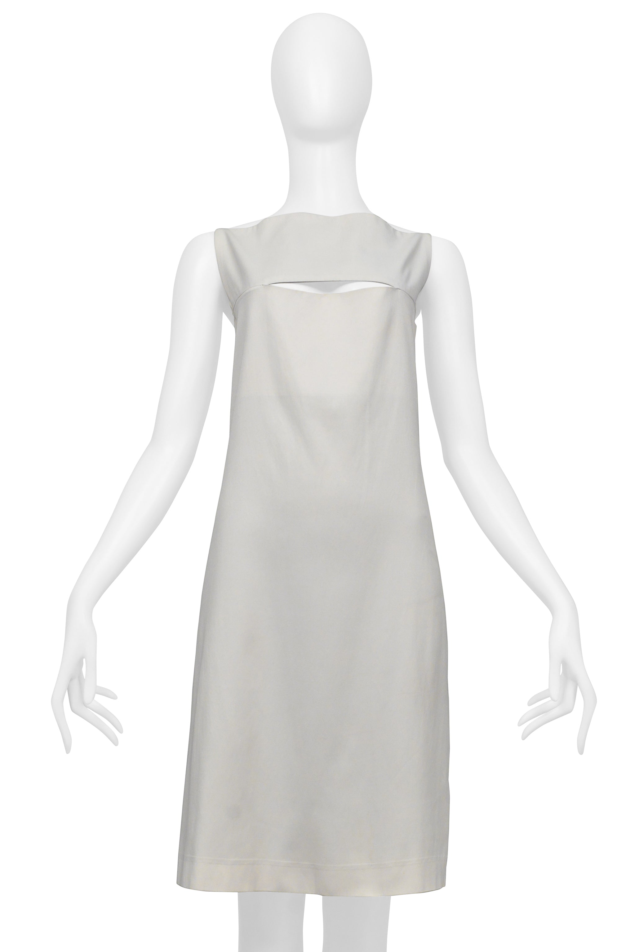 ANN DEMEULEMEESTER OFF WHITE MINI DRESS WITH CUTOUT 