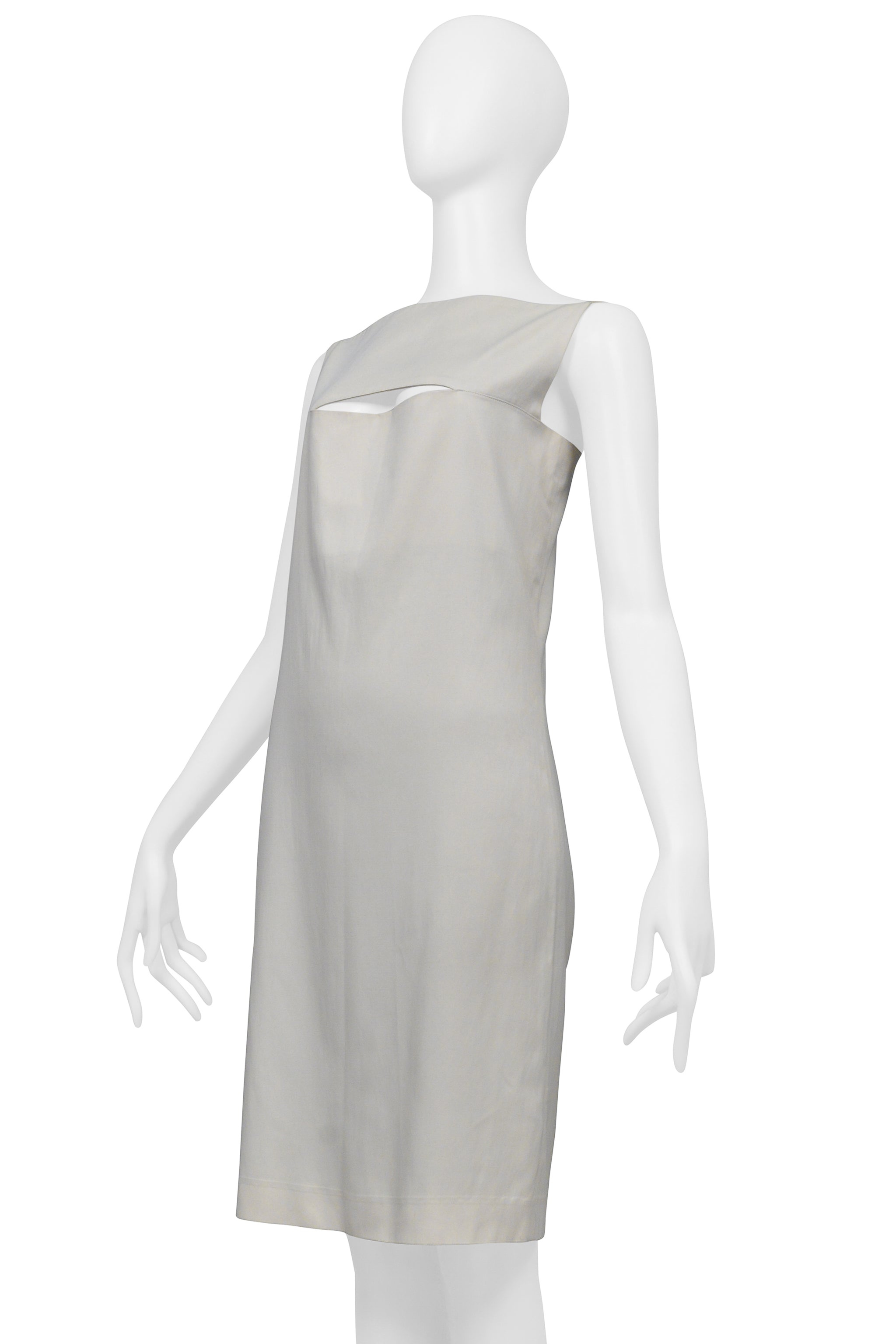 ANN DEMEULEMEESTER OFF WHITE MINI DRESS WITH CUTOUT