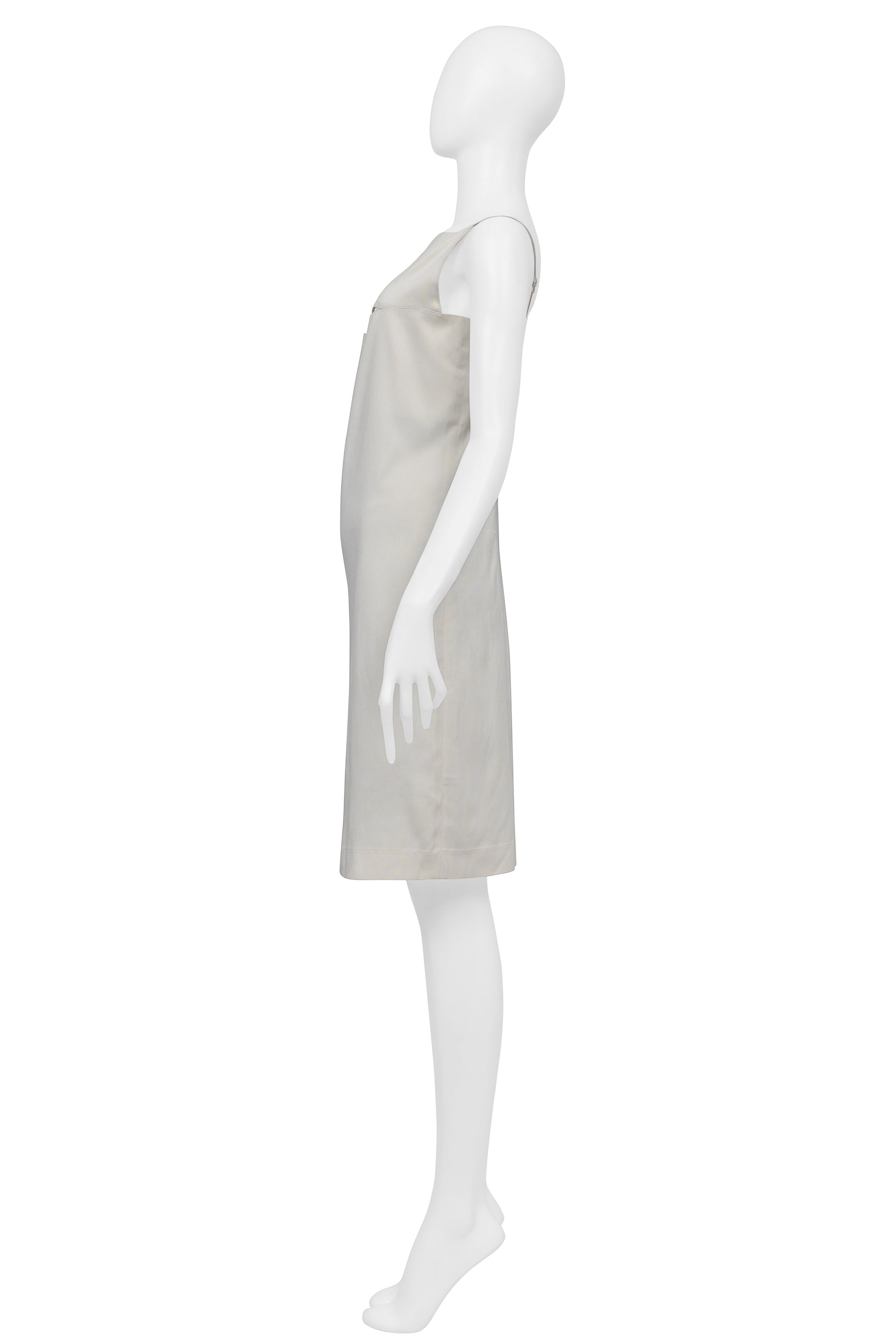 ANN DEMEULEMEESTER OFF WHITE MINI DRESS WITH CUTOUT