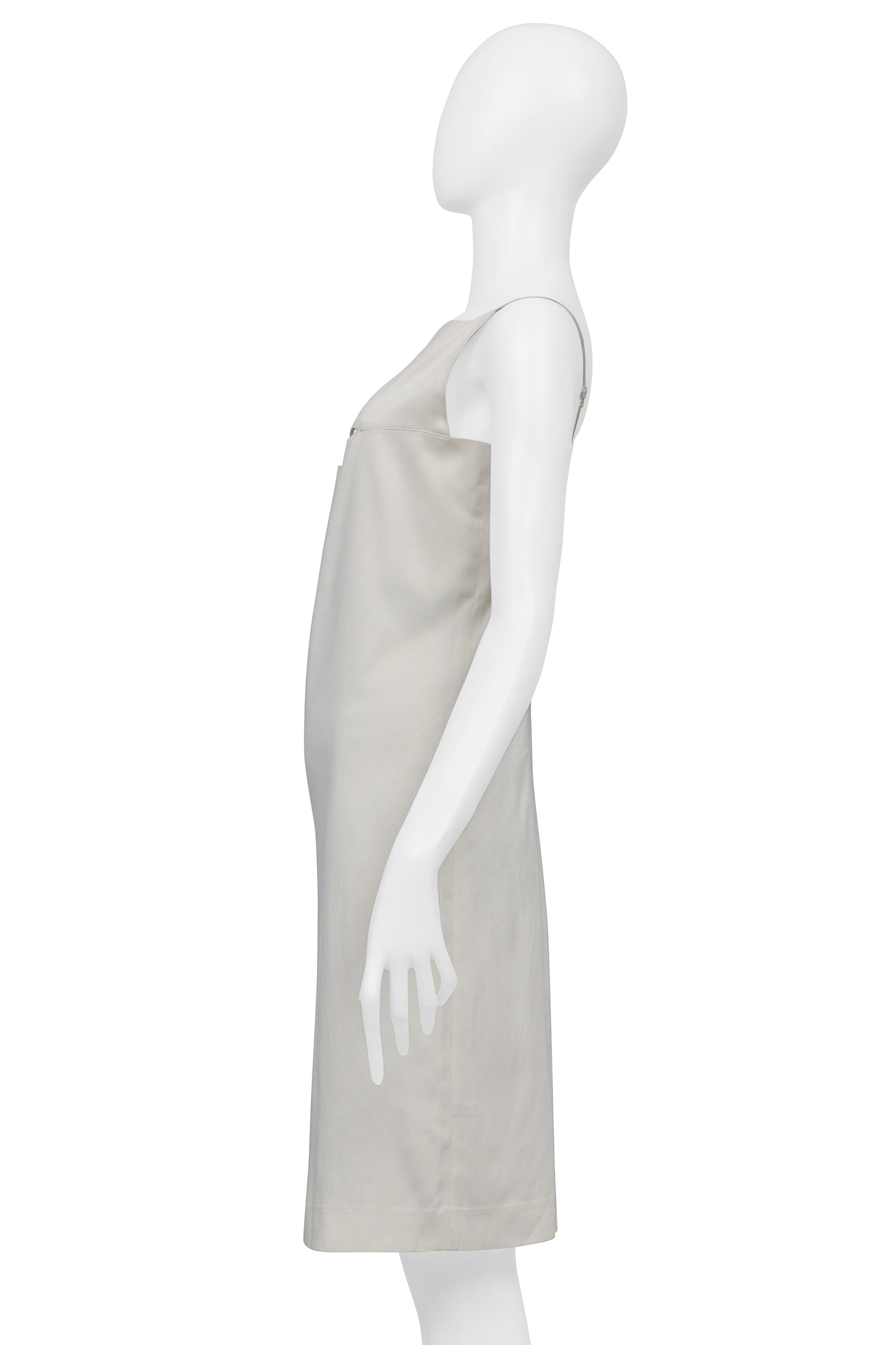 ANN DEMEULEMEESTER OFF WHITE MINI DRESS WITH CUTOUT