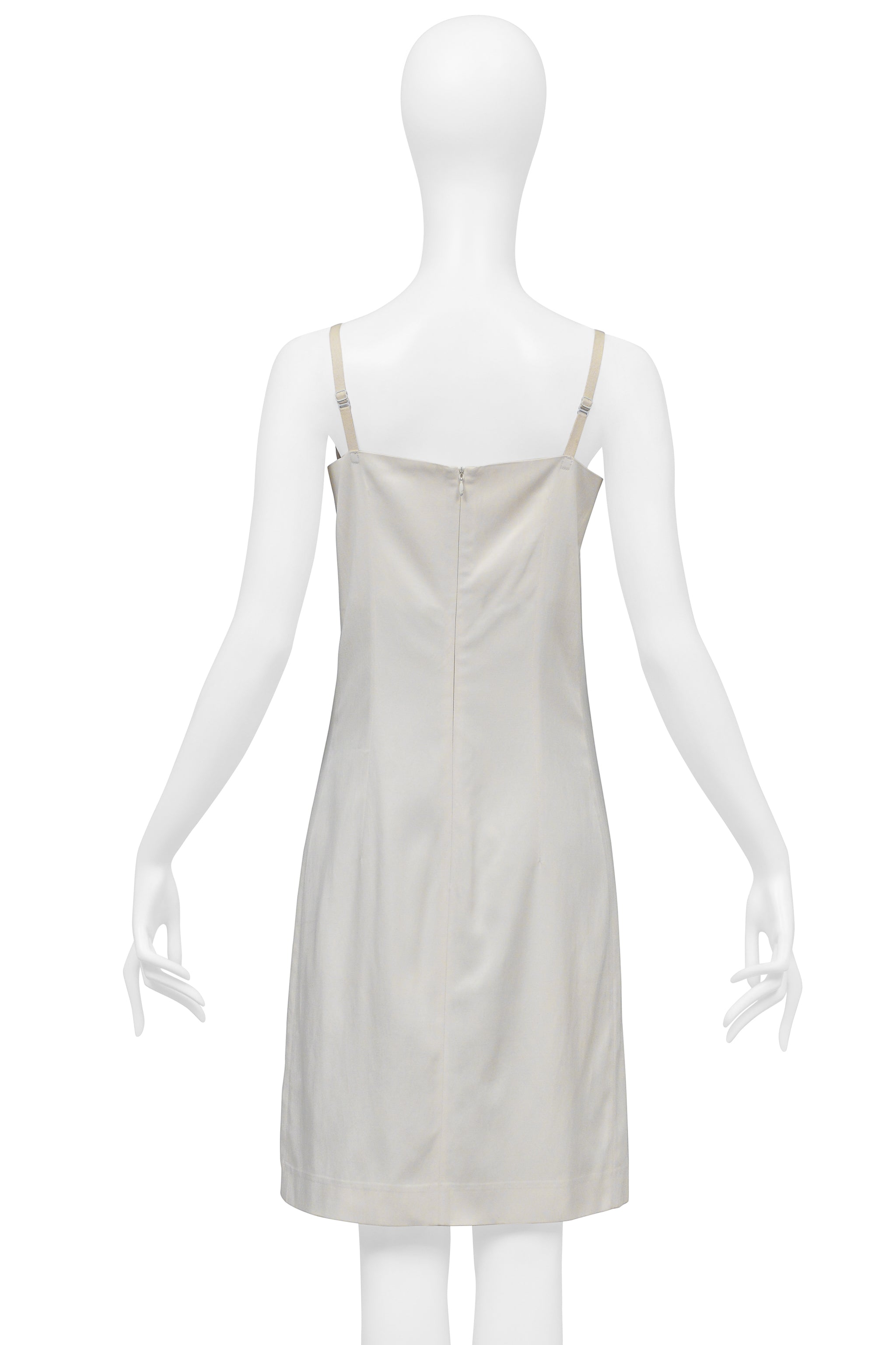 ANN DEMEULEMEESTER OFF WHITE MINI DRESS WITH CUTOUT