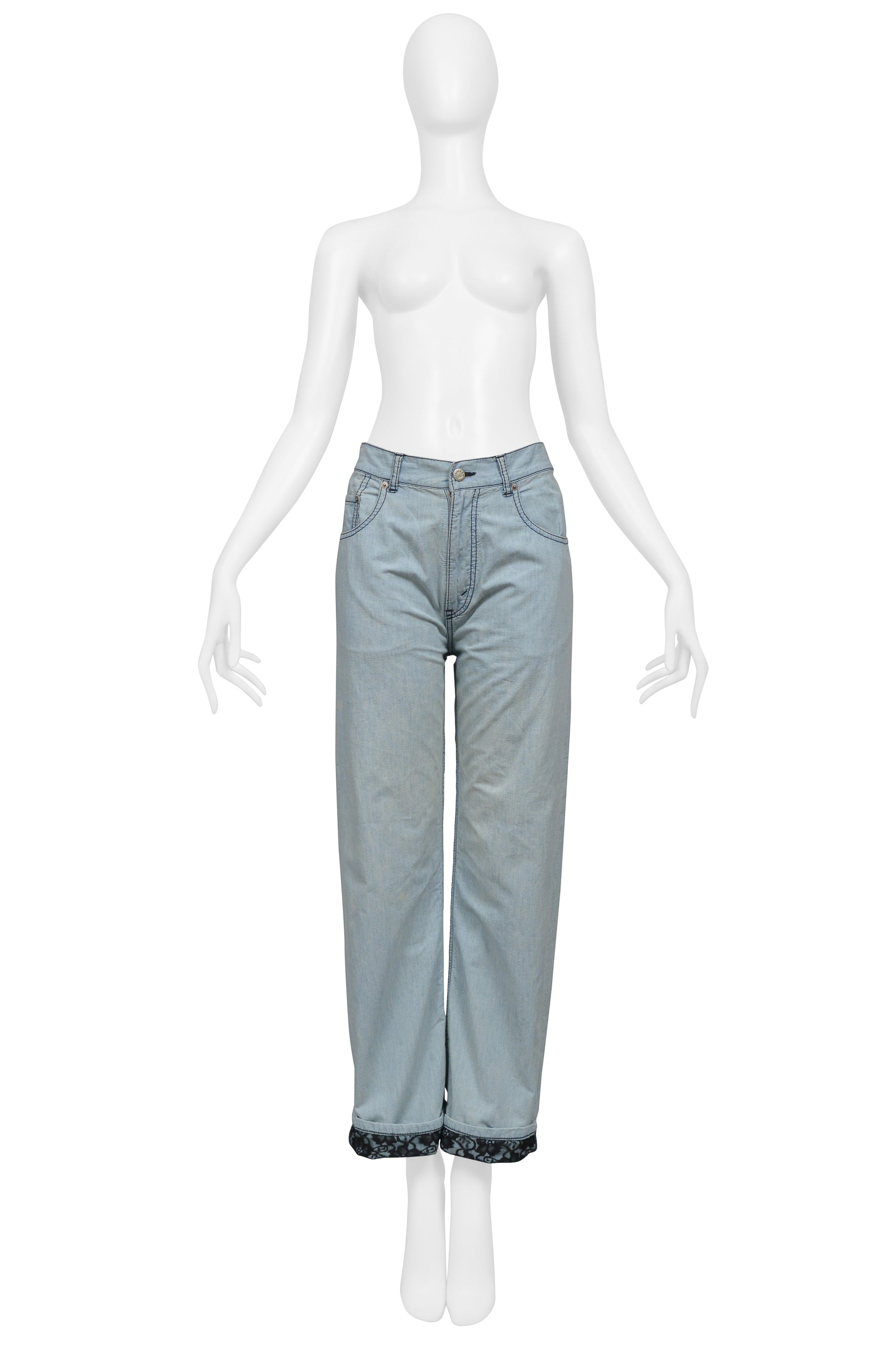 TAO FOR COMME DES GARCONS LIGHT DENIM CHAMBRAY WITH BLACK LACE LINING AND CUFFS 2010