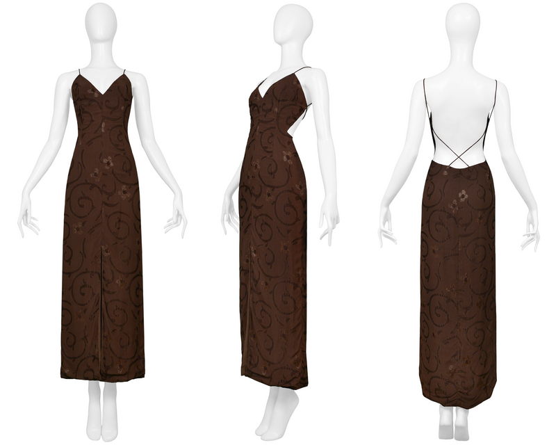GIORGIO ARMANI SS 1997 BROWN BACKLESS GOWN