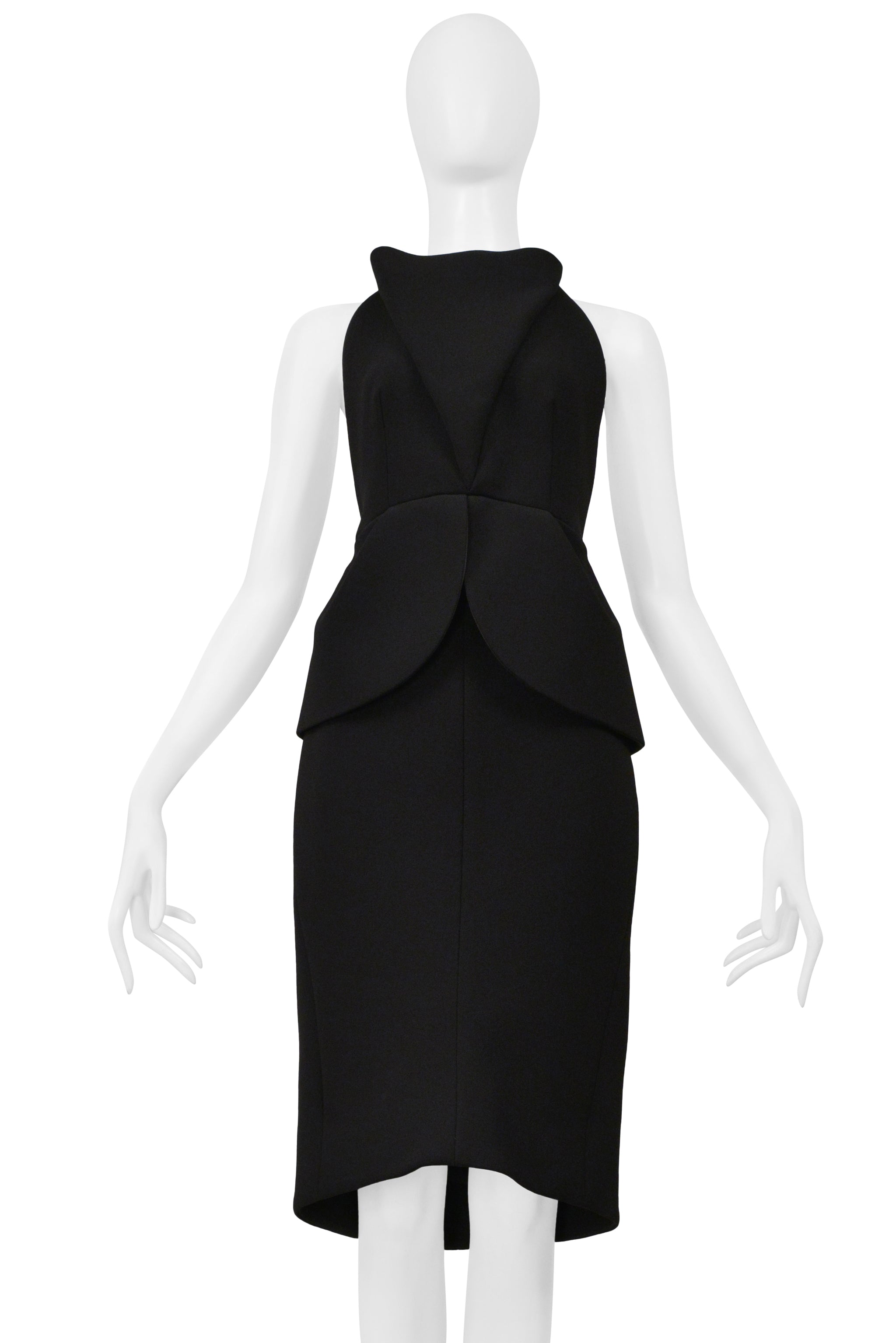 BALENCIAGA BLACK WOOL HALTER DRESS 2013