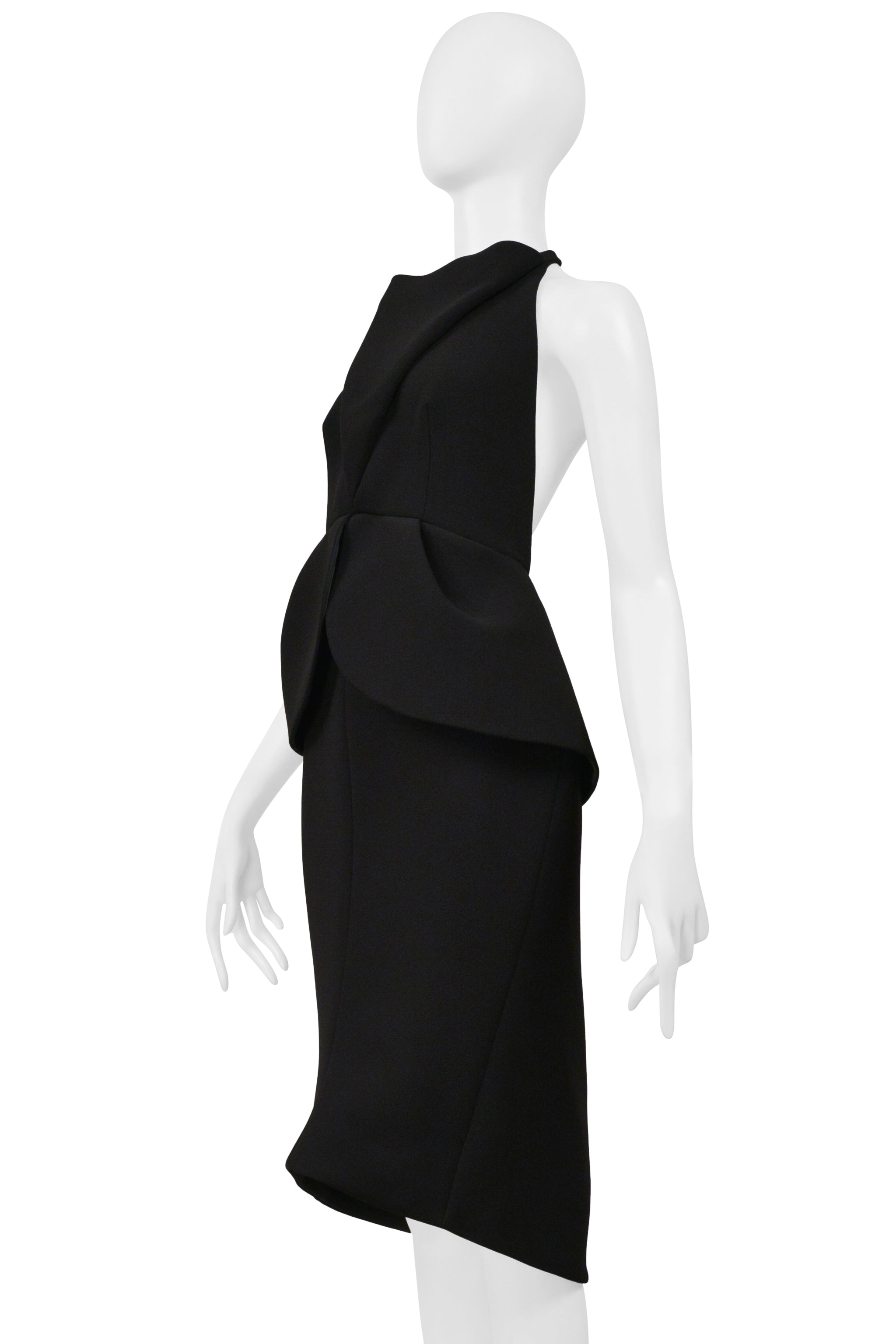 BALENCIAGA BLACK WOOL HALTER DRESS 2013