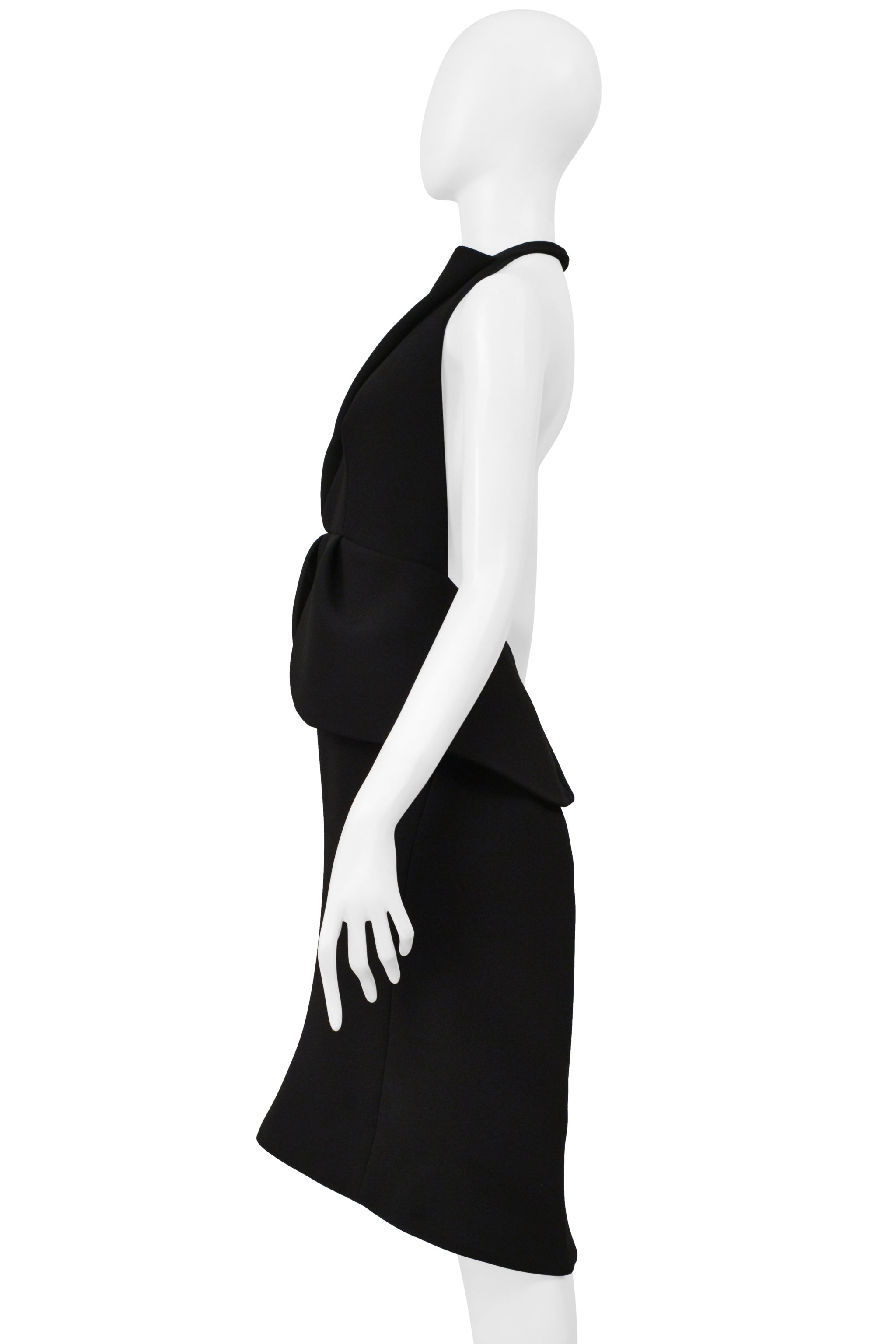 BALENCIAGA BLACK WOOL HALTER DRESS 2013