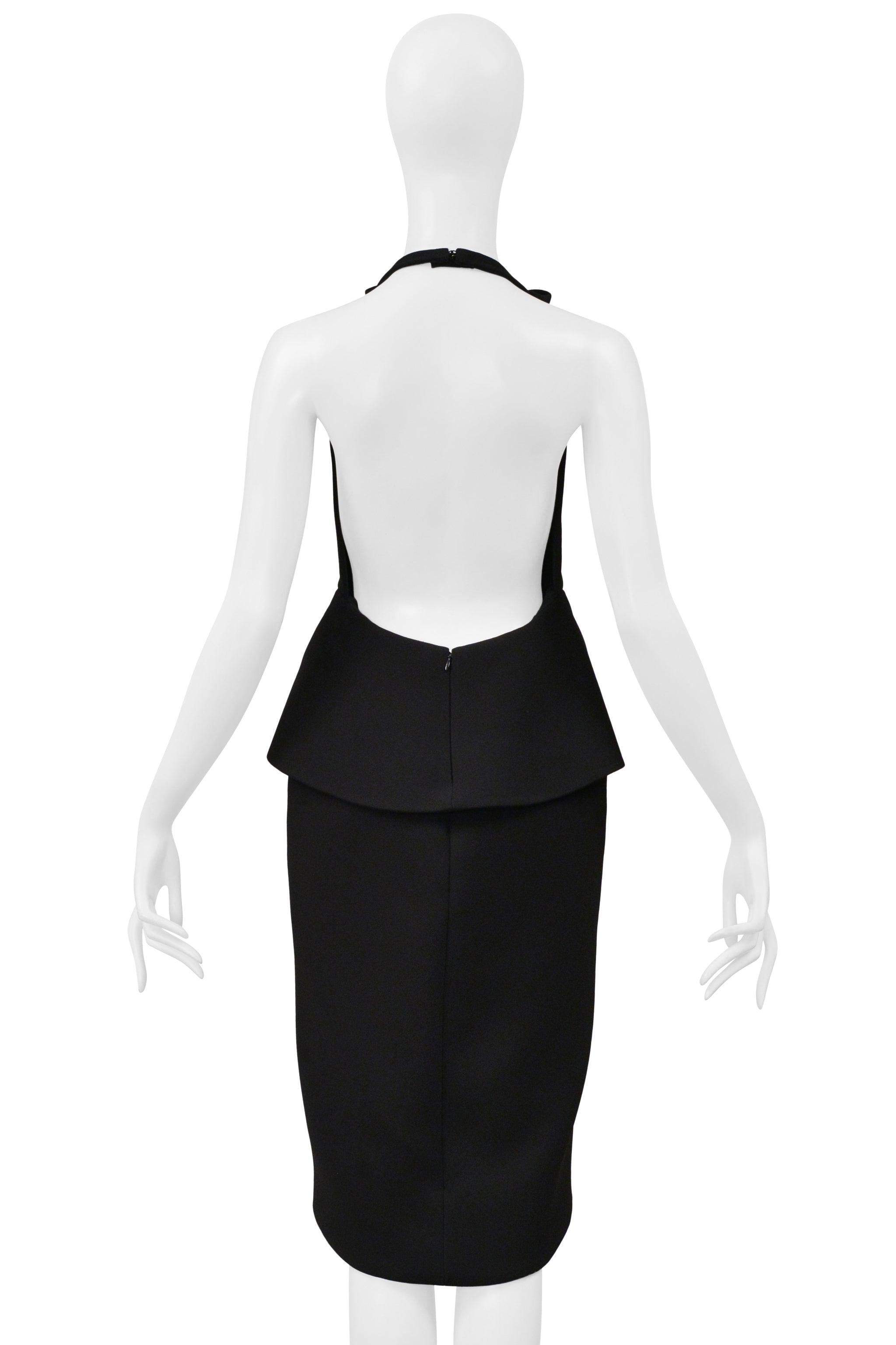 BALENCIAGA BLACK WOOL HALTER DRESS 2013