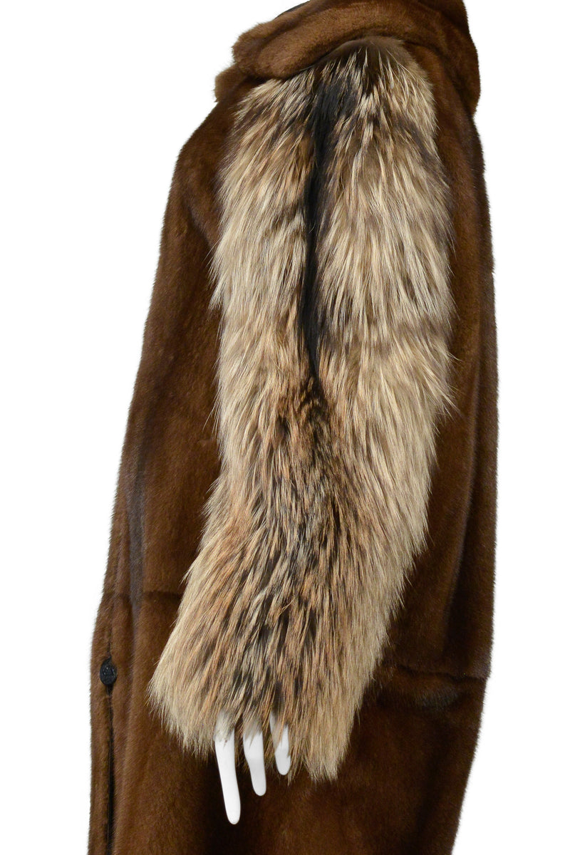 BALENCIAGA BY DEMNA GVASALIA MINK & FOX FUR COAT WITH DETACHABLE COLLAR 2016