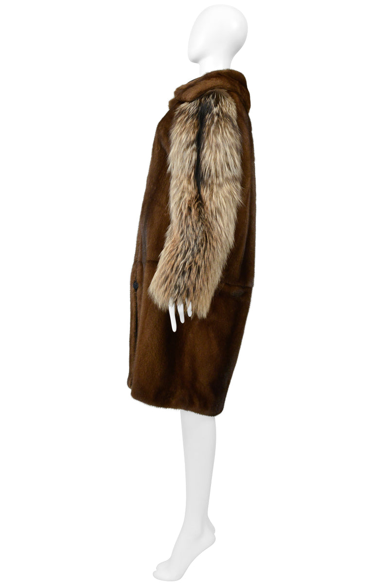 BALENCIAGA BY DEMNA GVASALIA MINK & FOX FUR COAT WITH DETACHABLE COLLAR 2016