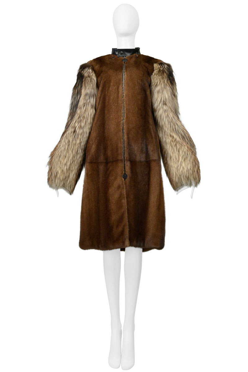 BALENCIAGA BY DEMNA GVASALIA MINK & FOX FUR COAT WITH DETACHABLE COLLAR 2016