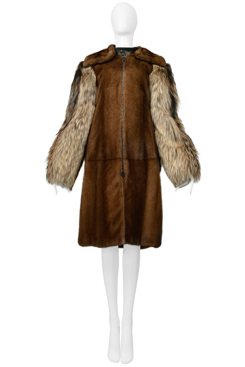 BALENCIAGA BY DEMNA GVASALIA MINK & FOX FUR COAT WITH DETACHABLE COLLAR 2016