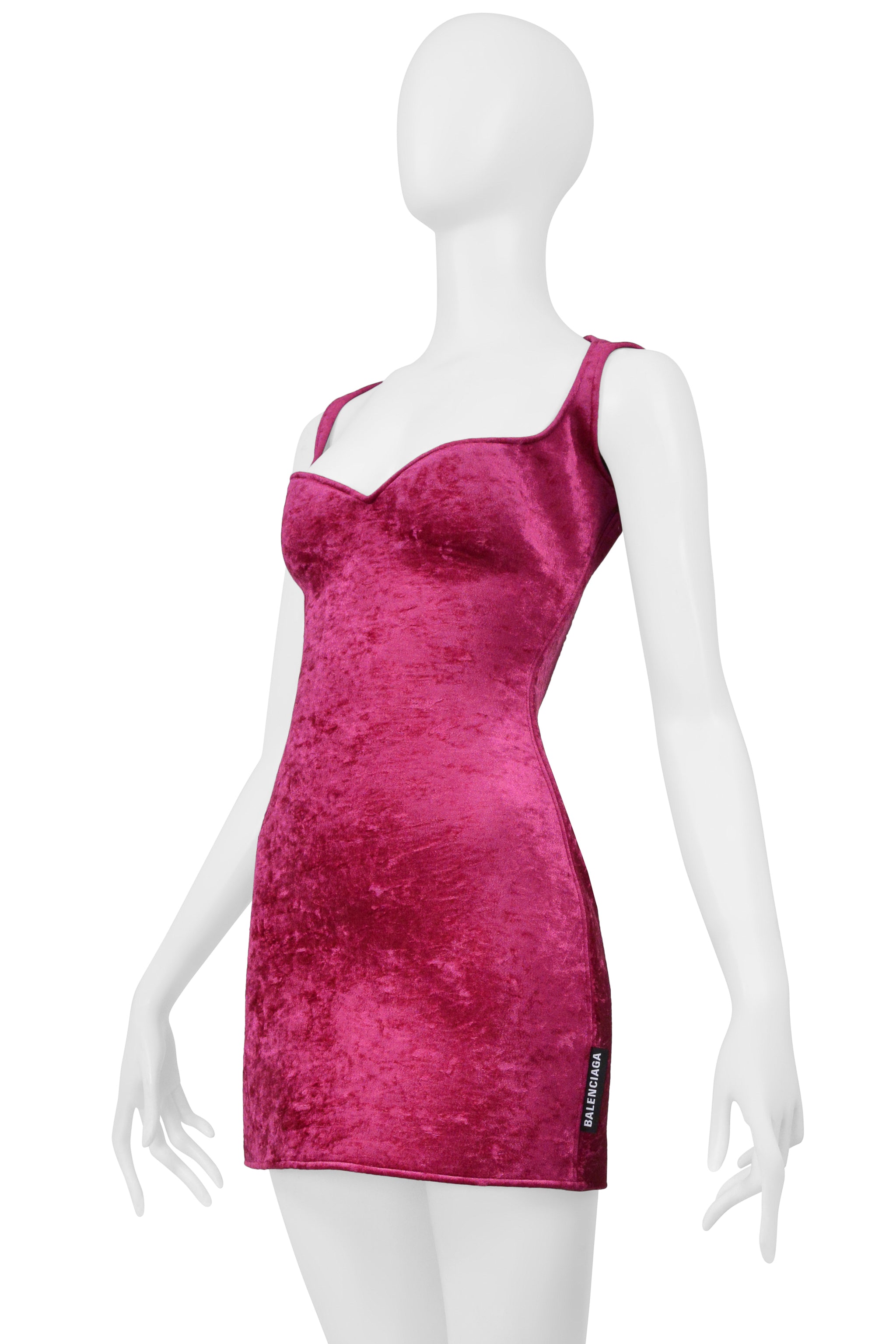 BALENCIAGA PINK NEOPRENE VELVET MINI DRESS 2018