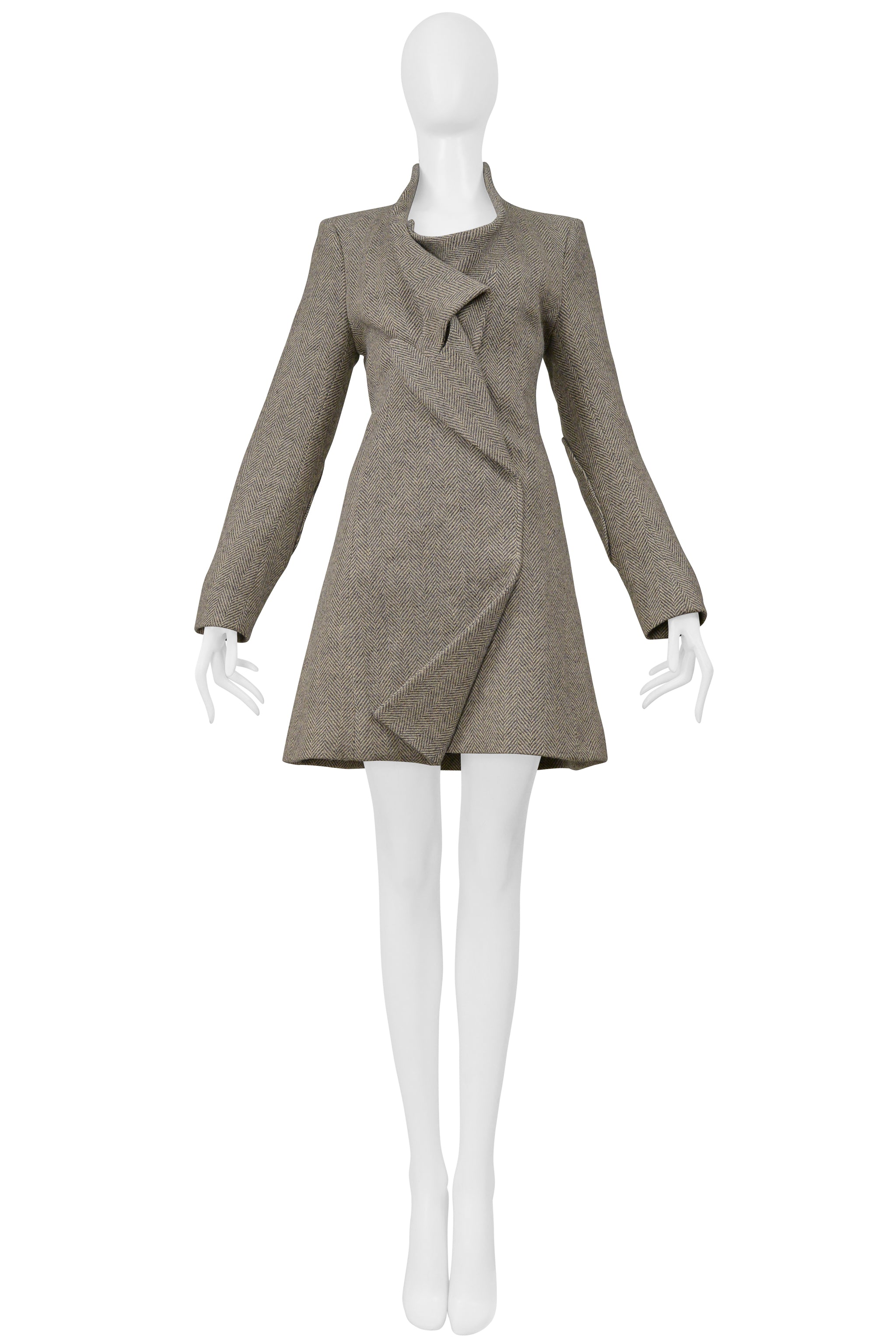 BALENCIAGA BY NICOLAS GHESQUIERE HERRINGBONE TWEED CONCEPT DRESS 2004