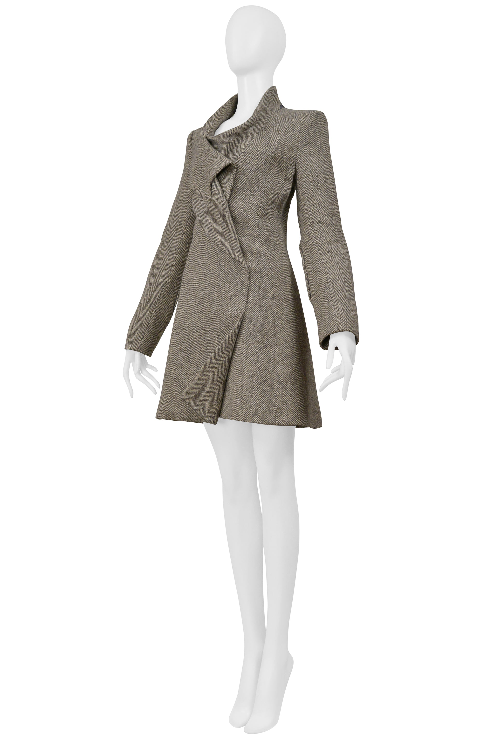 BALENCIAGA BY NICOLAS GHESQUIERE HERRINGBONE TWEED CONCEPT DRESS 2004