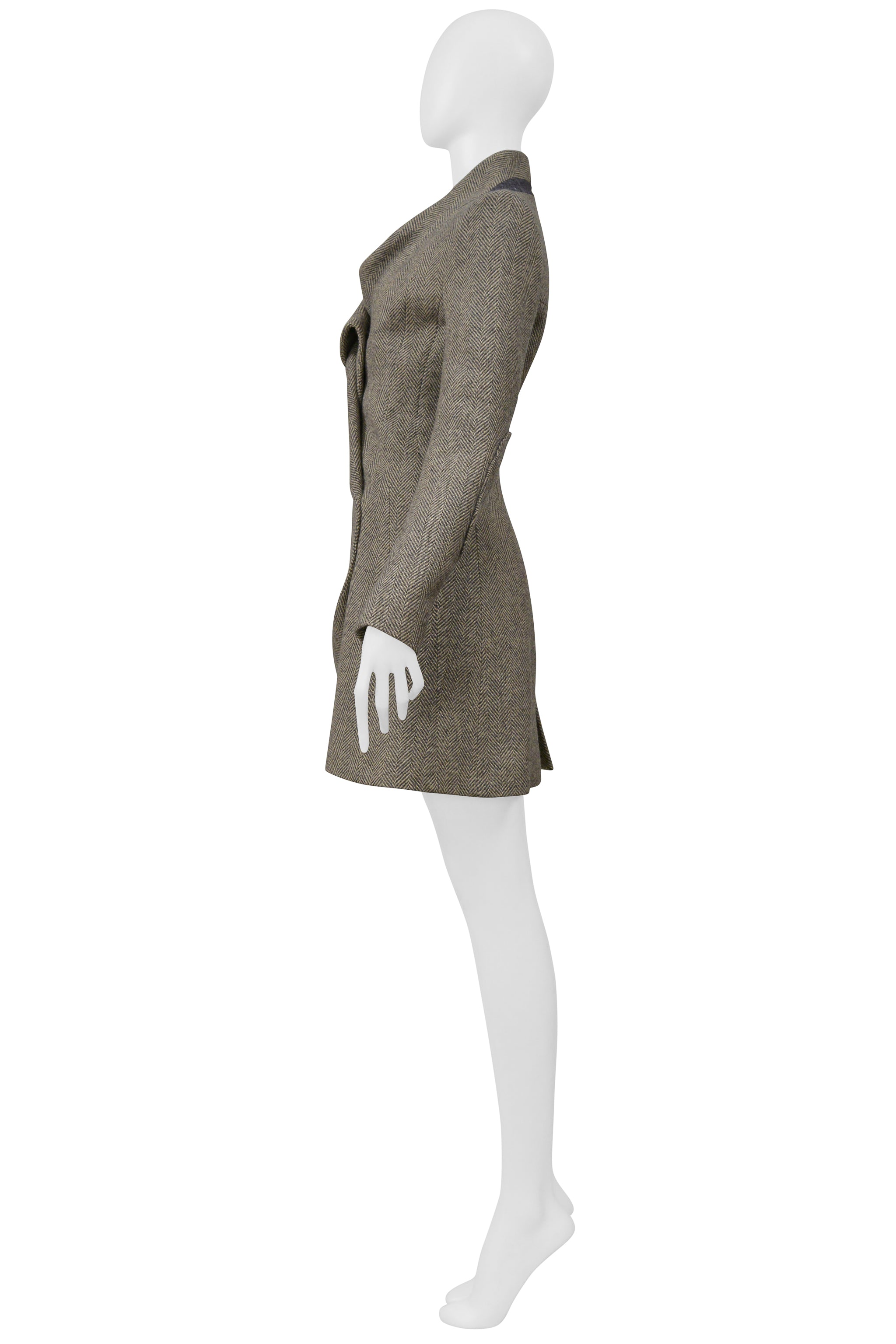 BALENCIAGA BY NICOLAS GHESQUIERE HERRINGBONE TWEED CONCEPT DRESS 2004