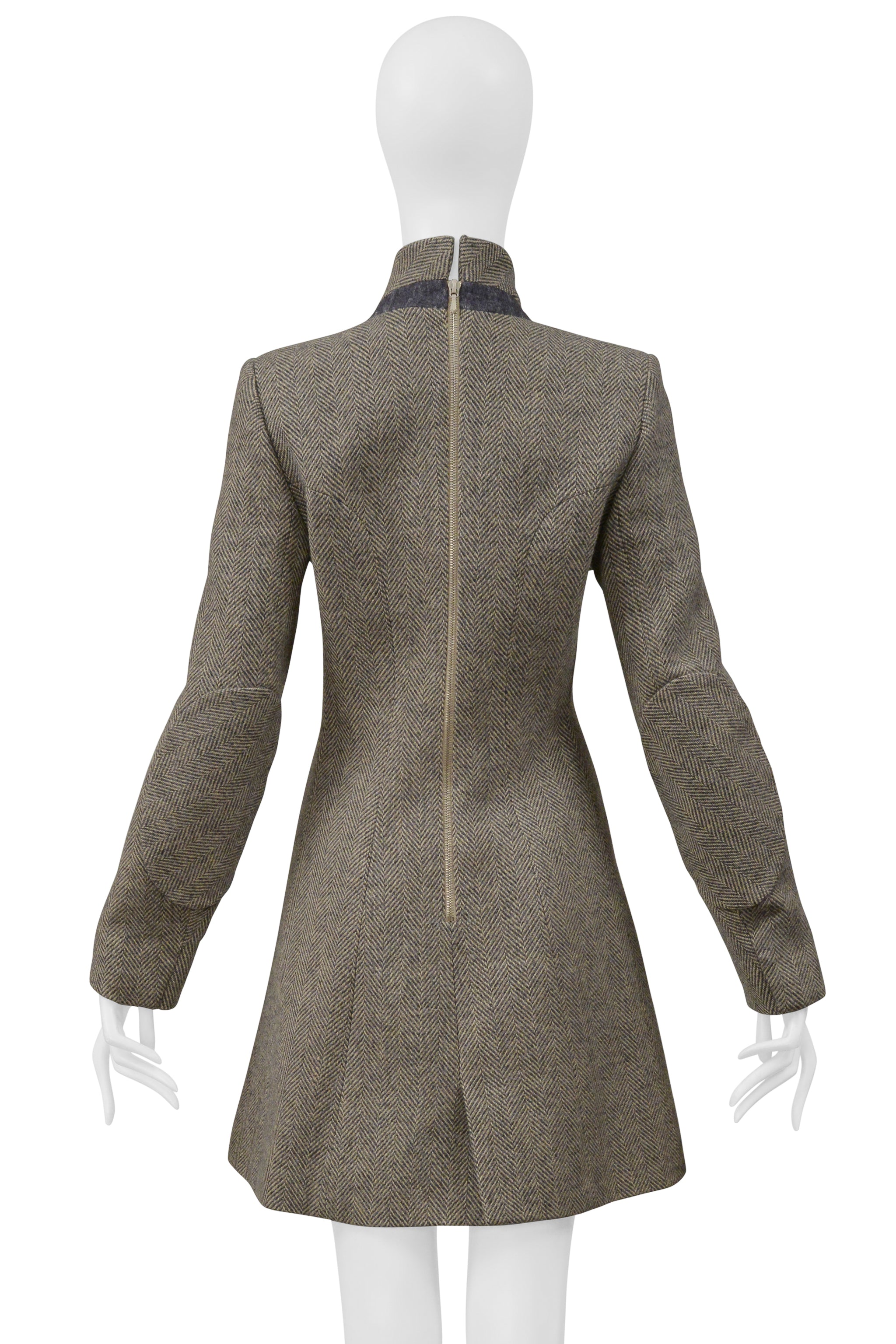 BALENCIAGA BY NICOLAS GHESQUIERE HERRINGBONE TWEED CONCEPT DRESS 2004