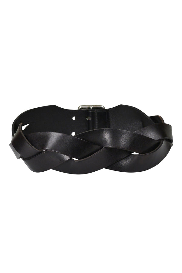 BALENCIAGA BY NICOLAS GHESQUIERE BLACK LEATHER BRAIDED BELT