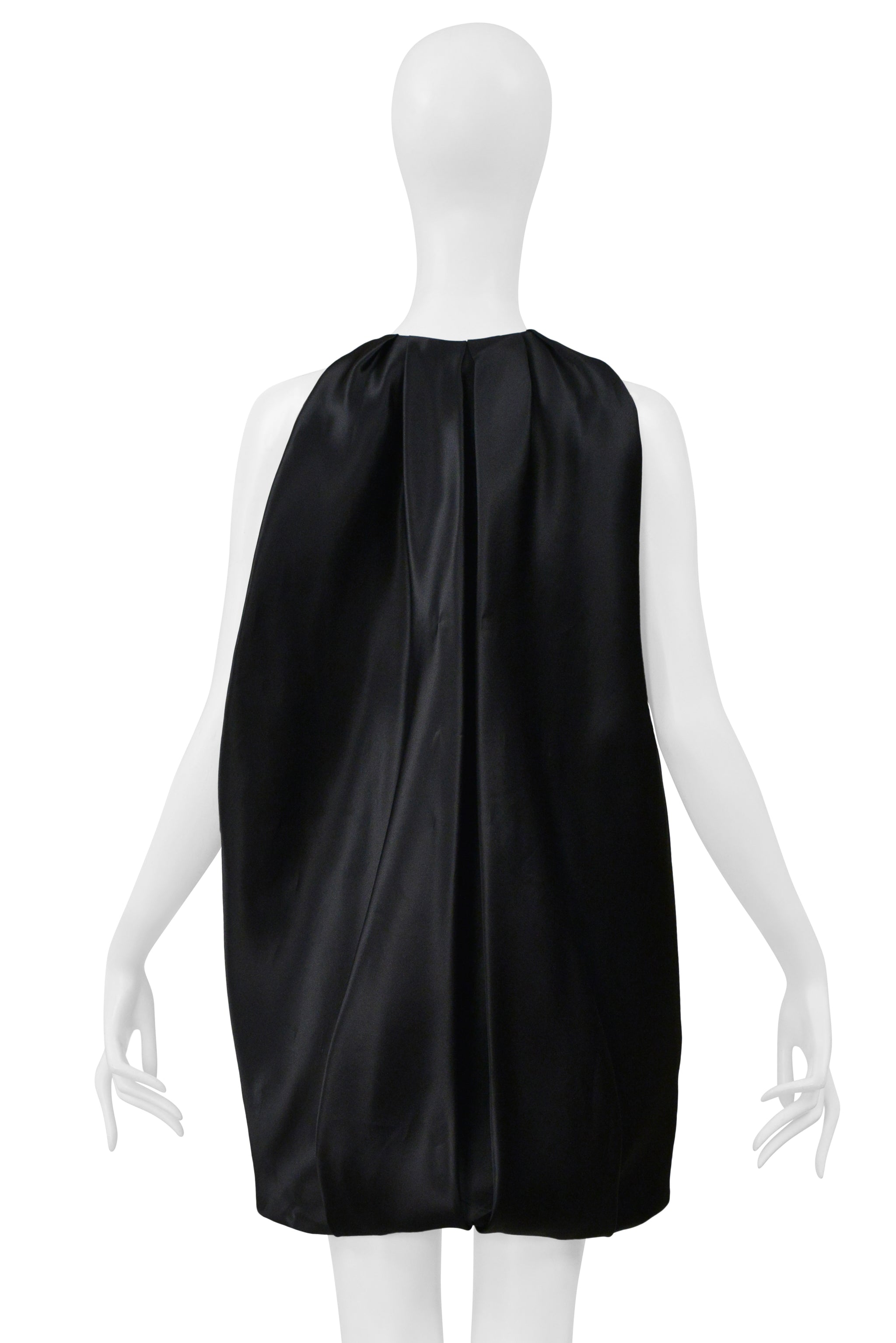 BALENCIAGA BY GHESQUIERE BLACK SATIN DRESS WITH ROSES