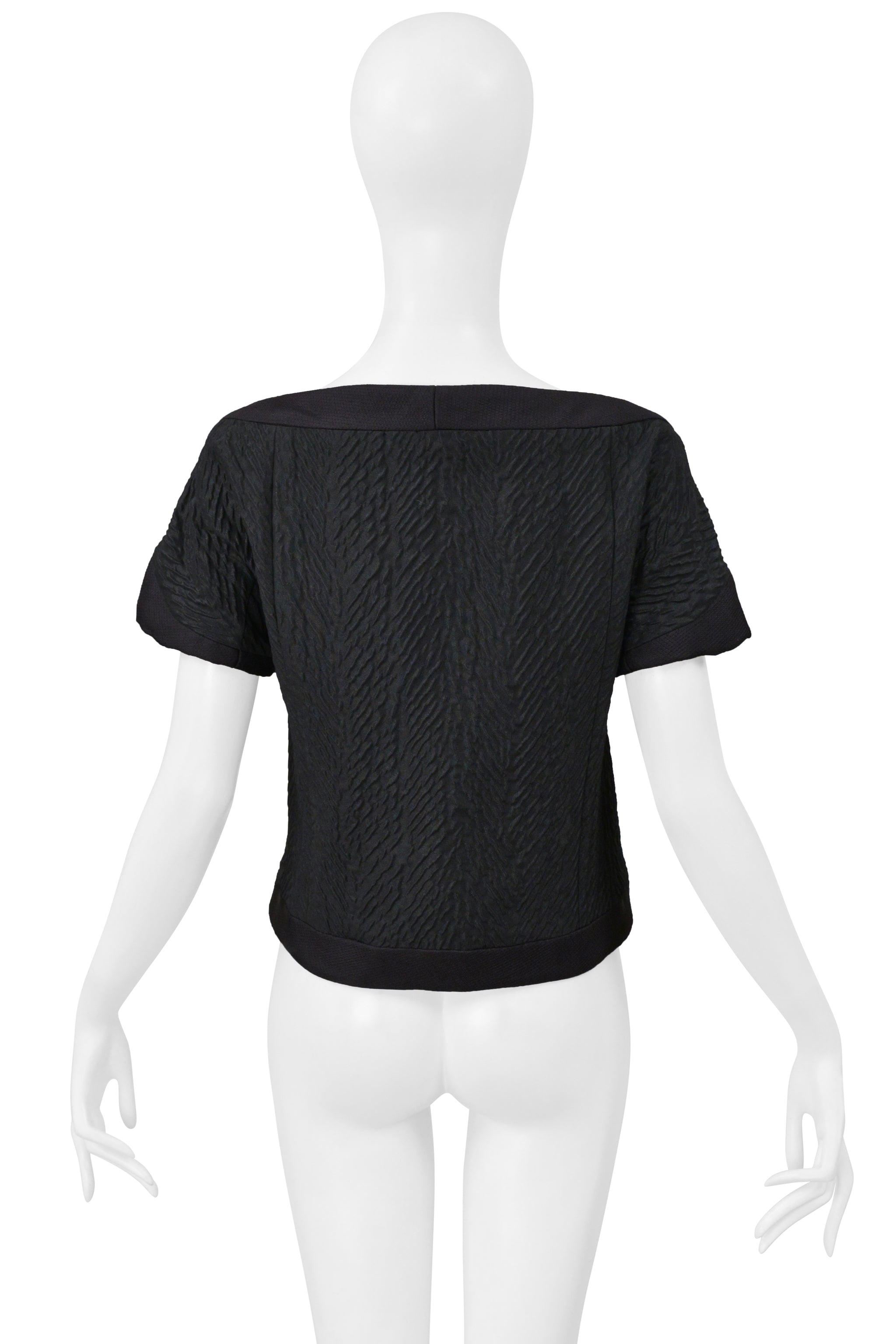 BALENCIAGA BY GHESQUIERE FALL 2006 BLACK TOP WITH FANCY CRYSTAL BEAD BUTTONS